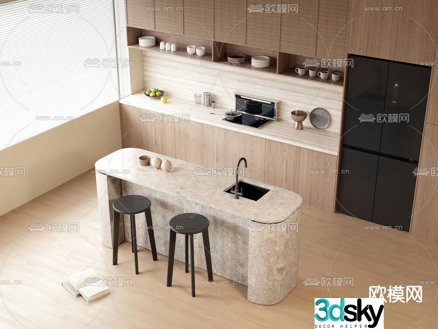 Medieval style bar sideboard 3D model