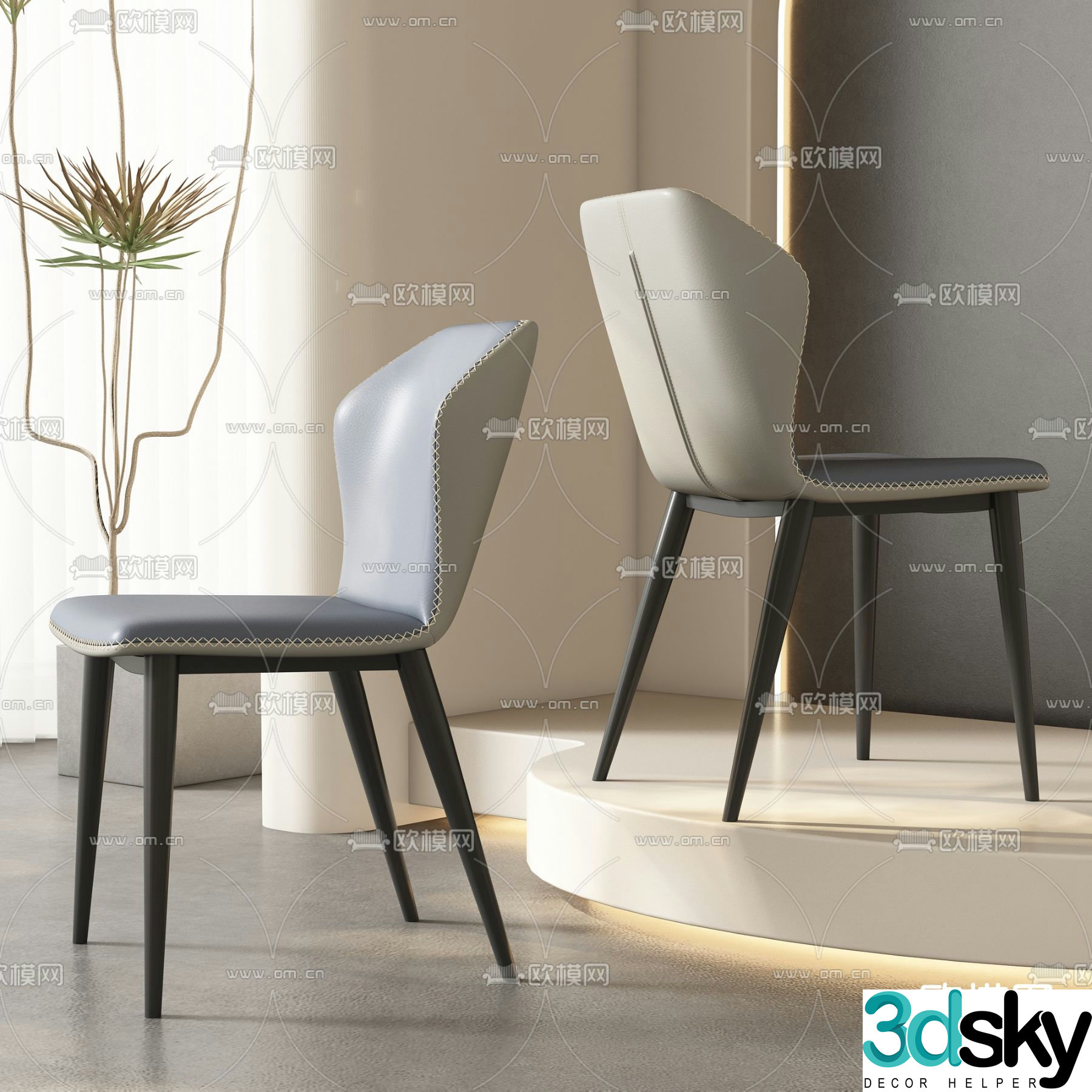 leather chair dining chair 3d model