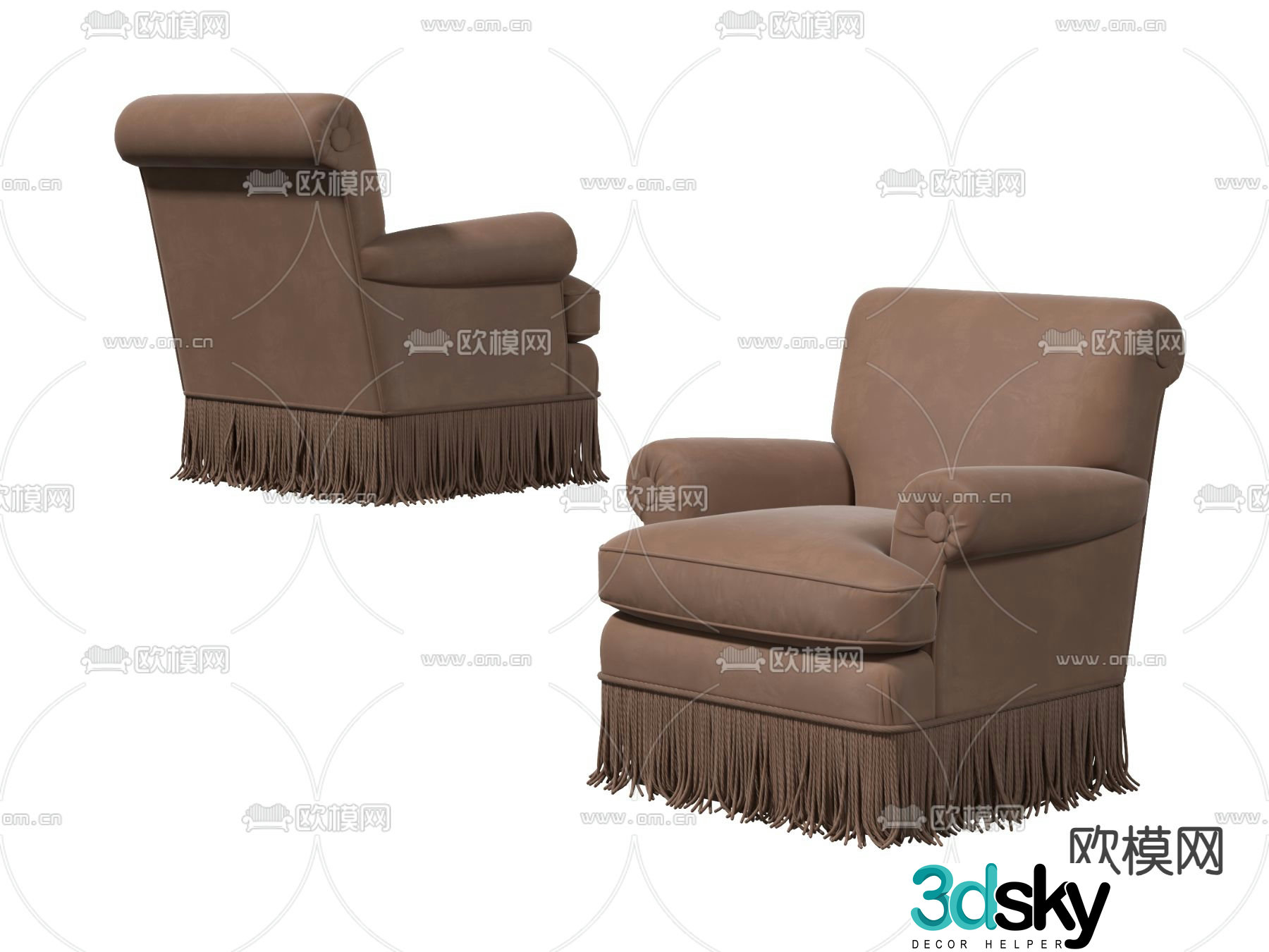 American single sofa 3d model