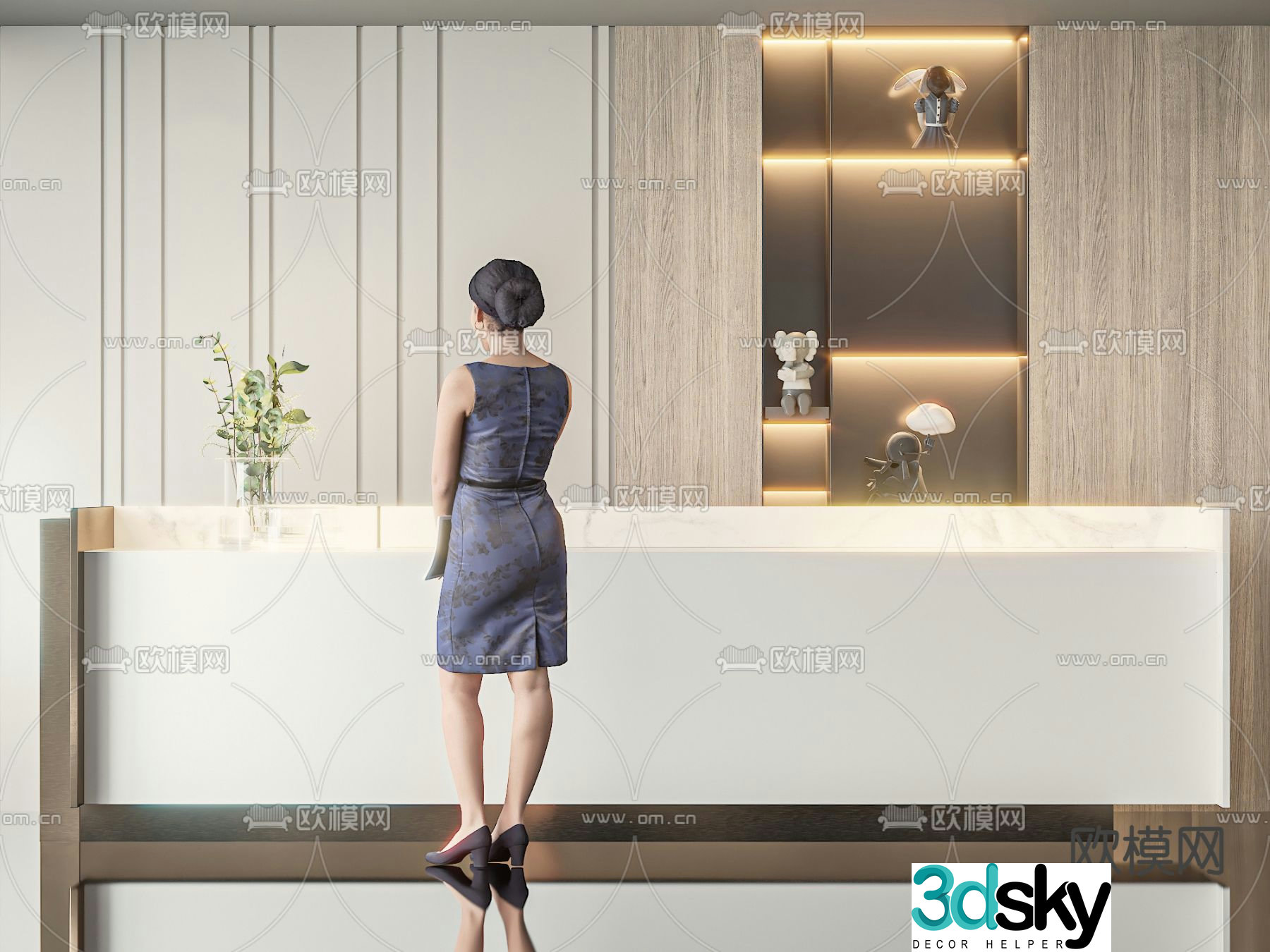 Front desk service desk reception desk 3d model