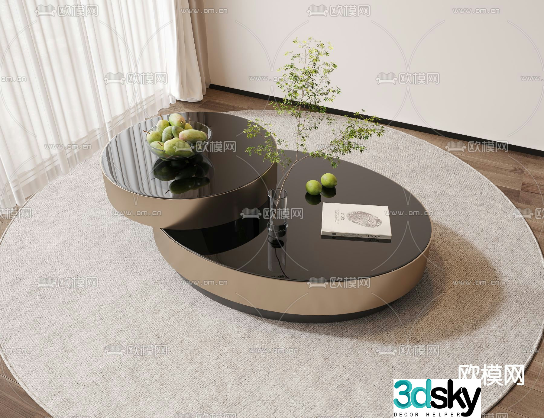 Modern coffee table mother-in-law coffee table 3d model