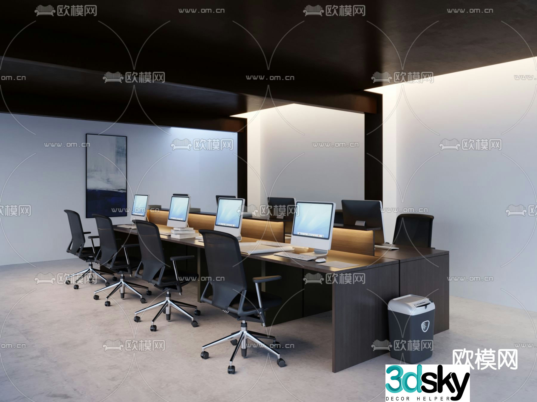 Card space desk workstation staff table 3D model