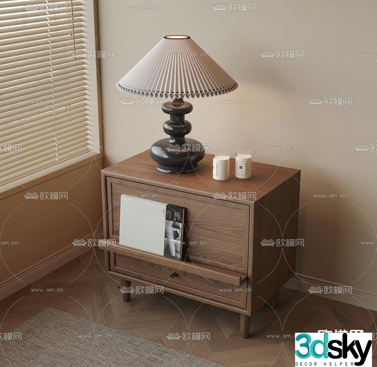 Medieval style bedside table 3d model