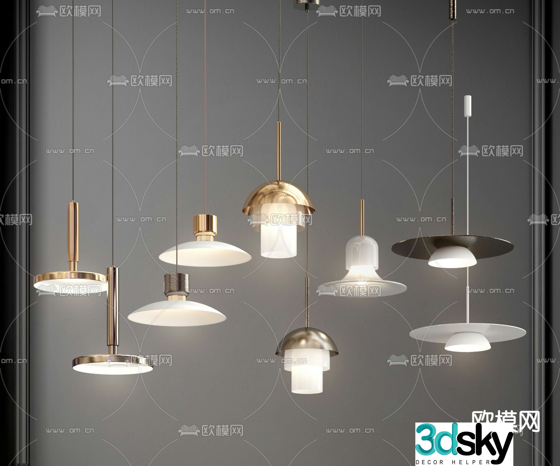 3D model of small chandelier at the bedside