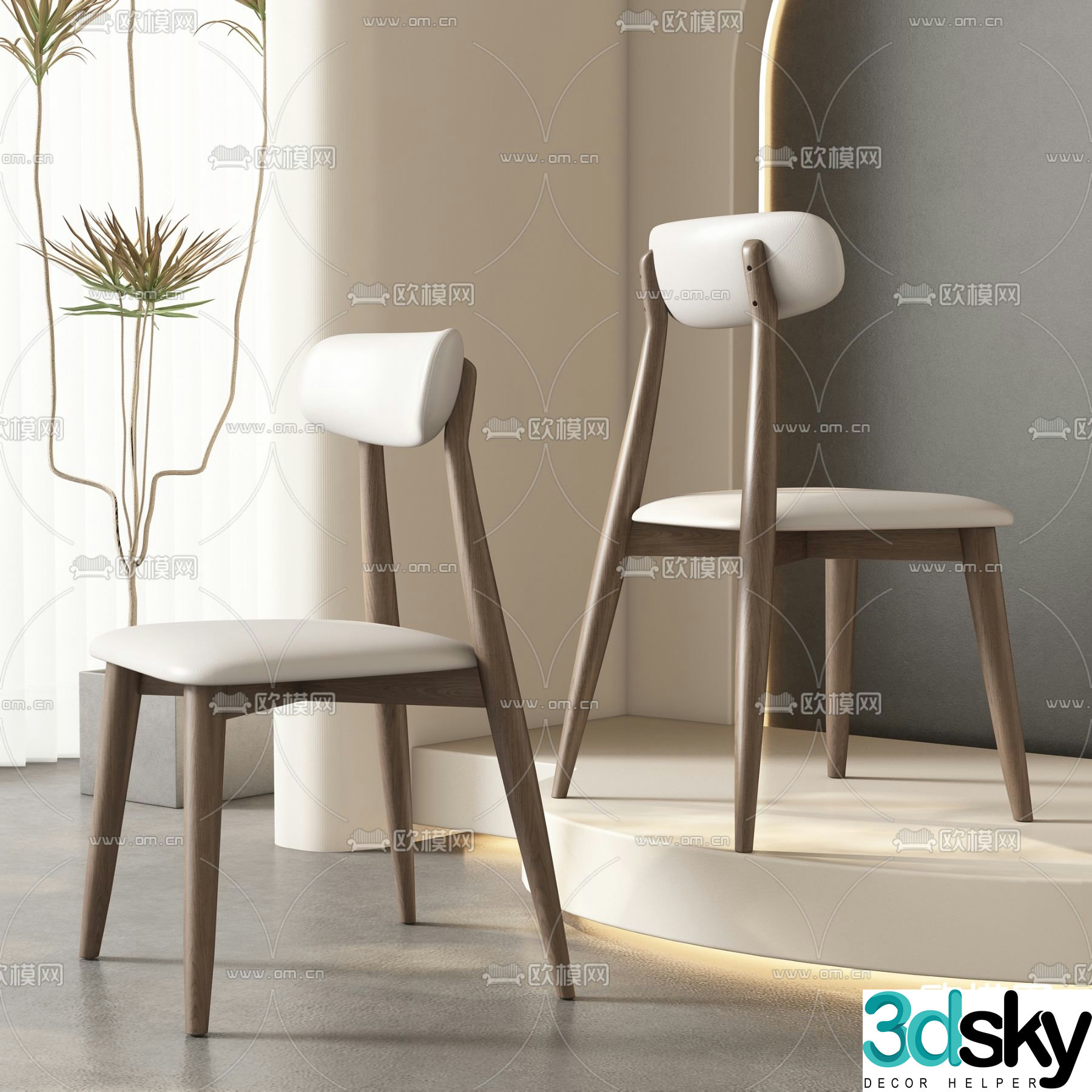 leather chair dining chair 3d model