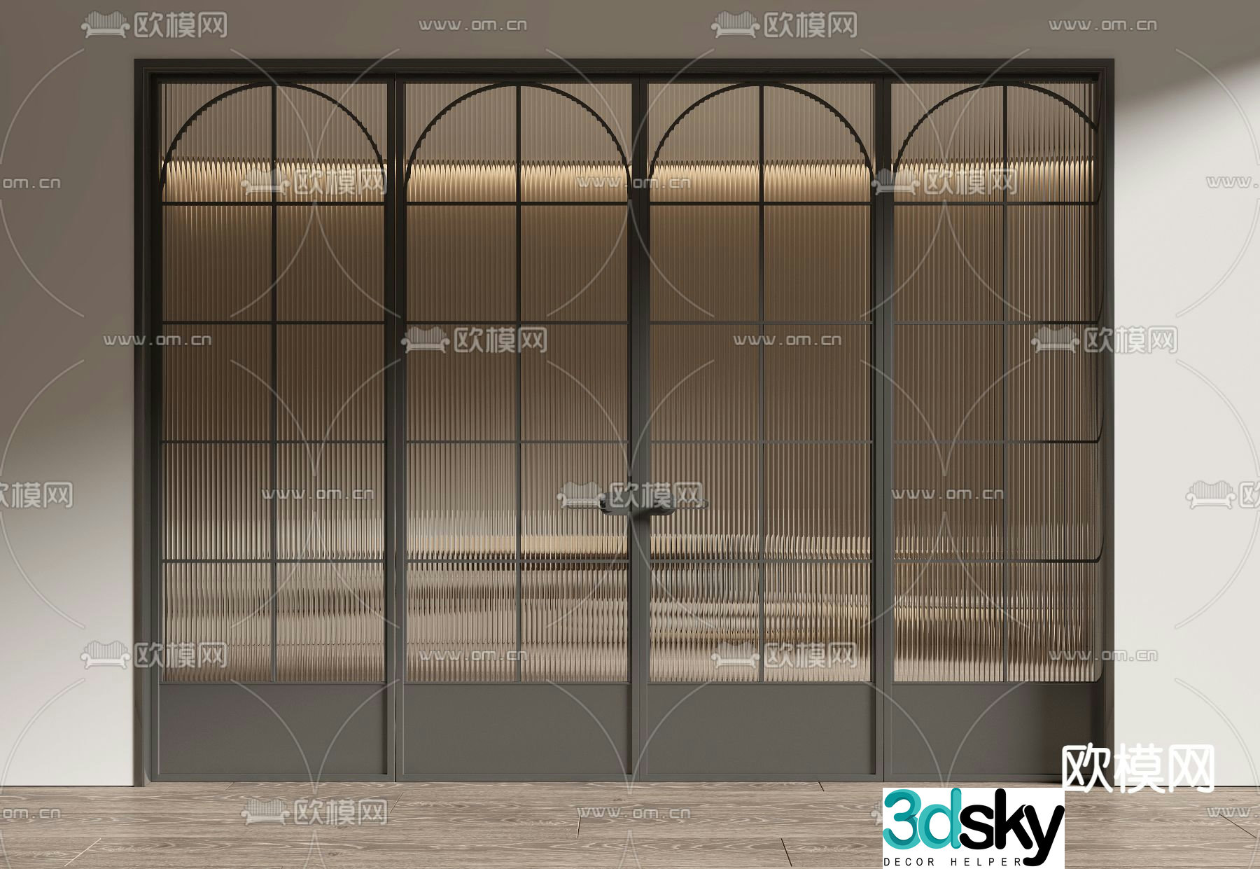 French sliding door glass sliding door 3d model