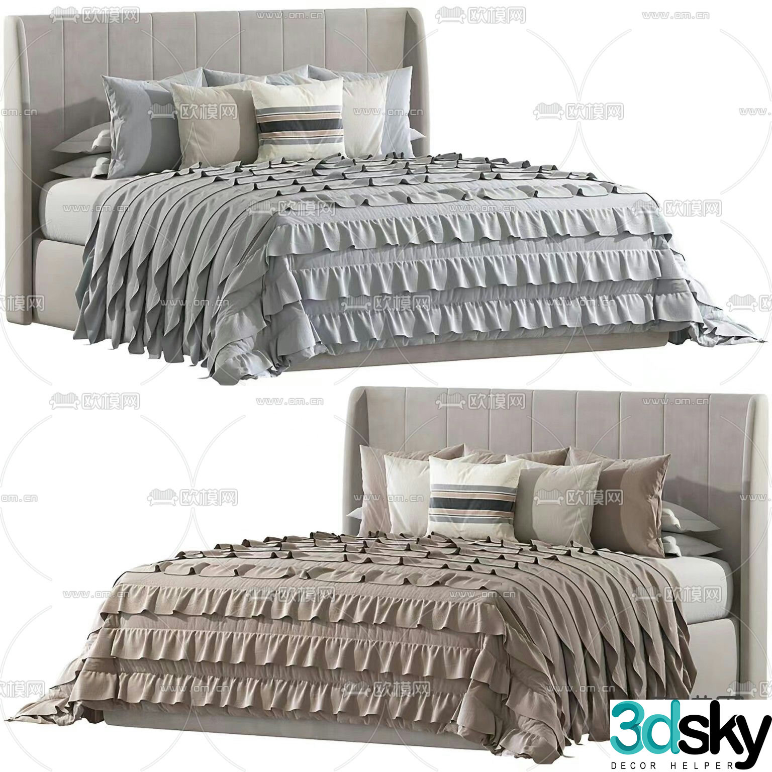 Modern double bed 3d model