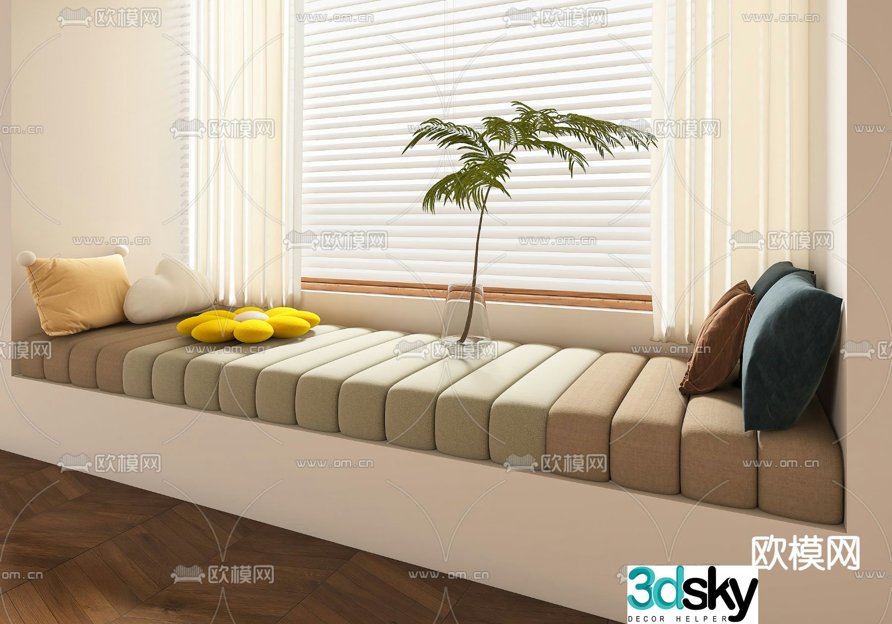 Cushion cushion bay window cushion cushion window sill 3d model