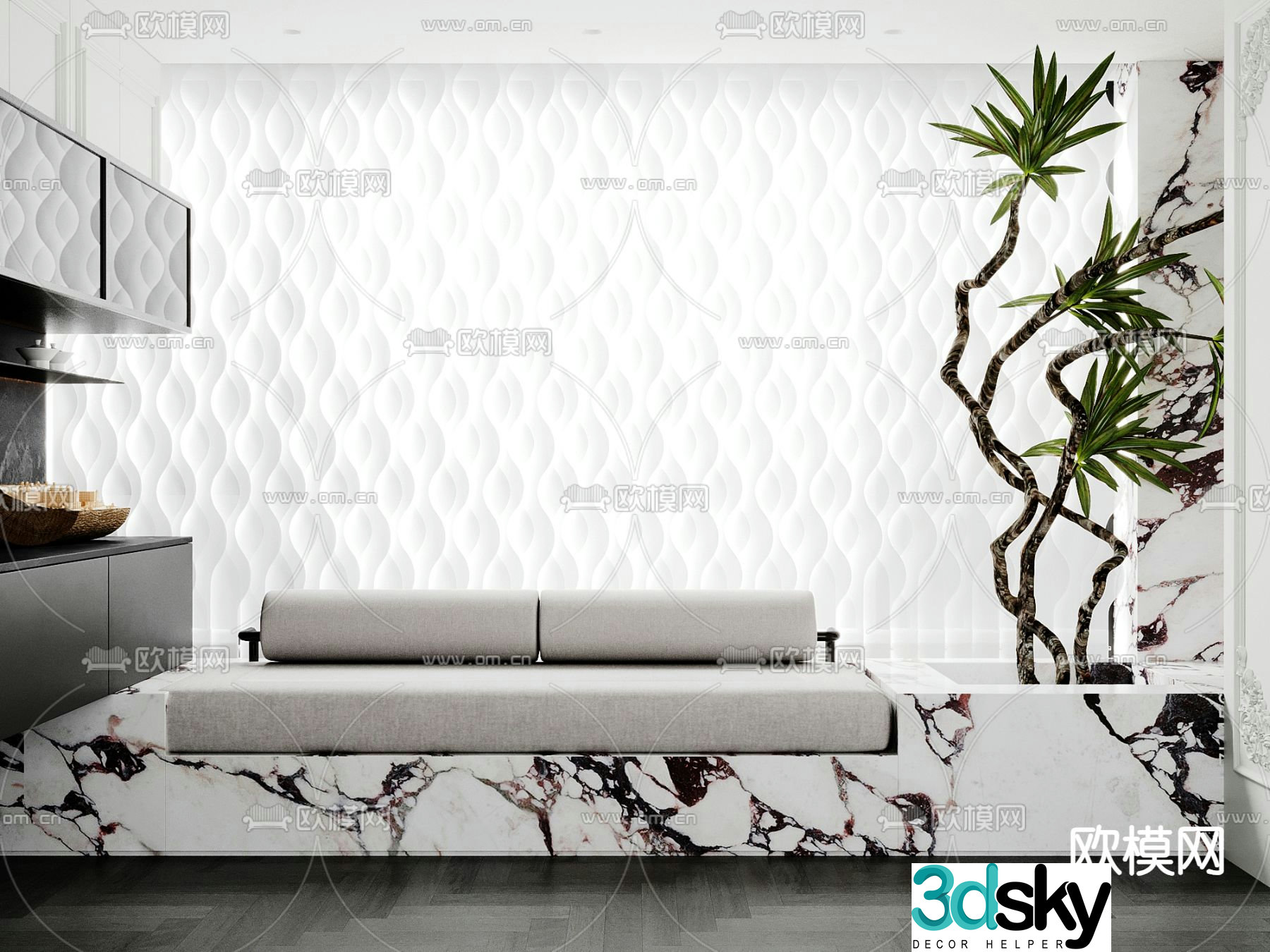 Modern bay window 3d model