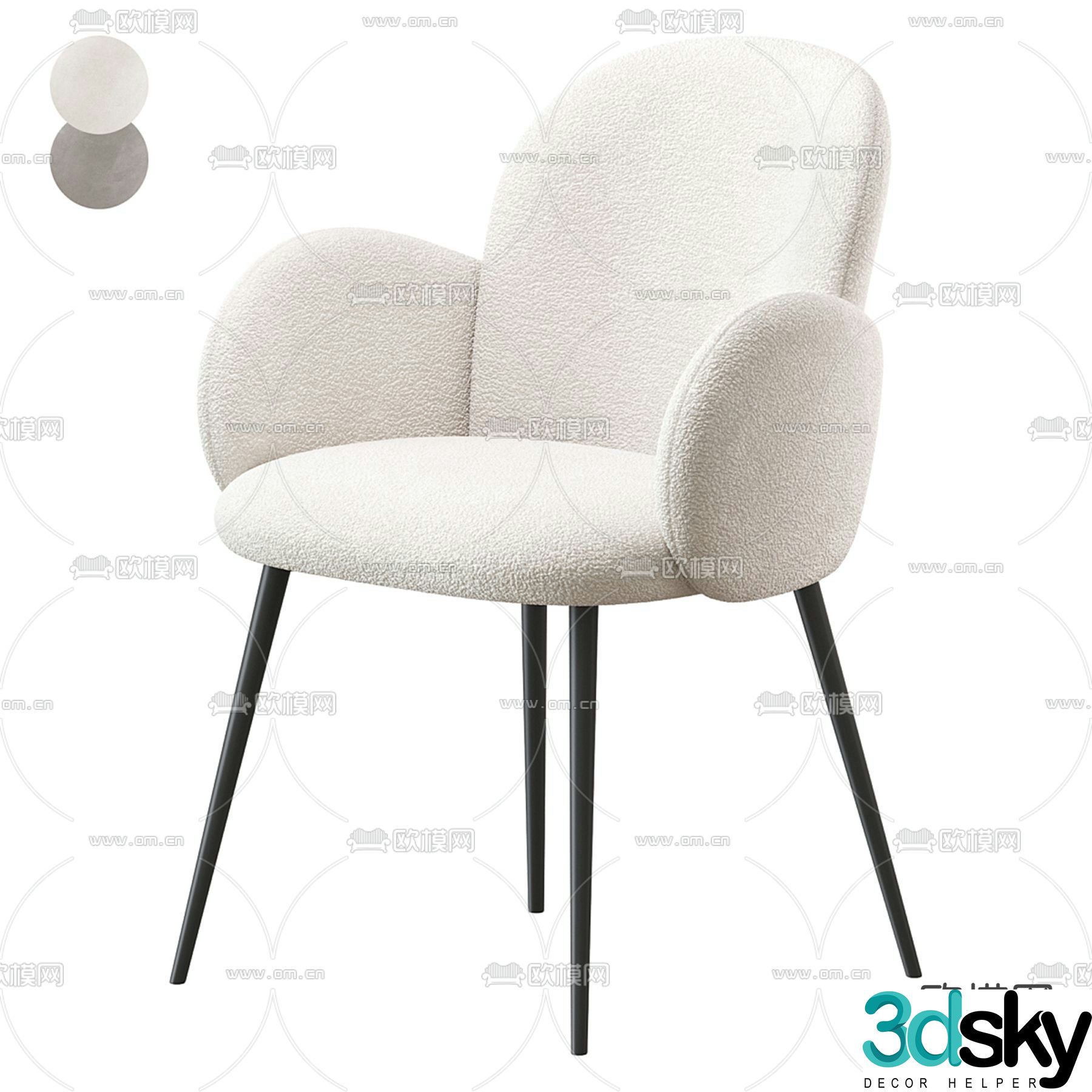 Cream style chair dining chair 3d model