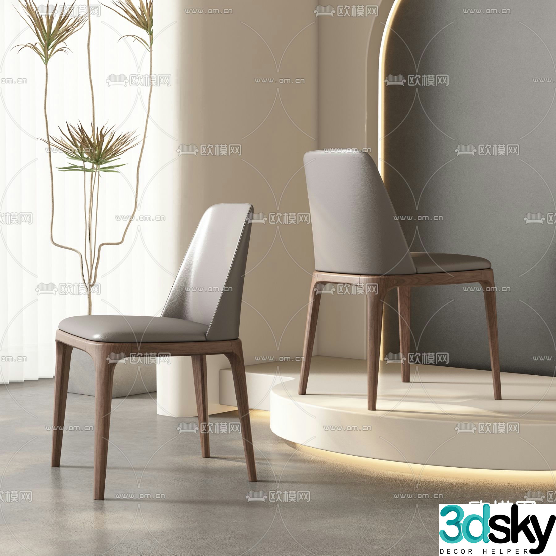 leather chair dining chair 3d model