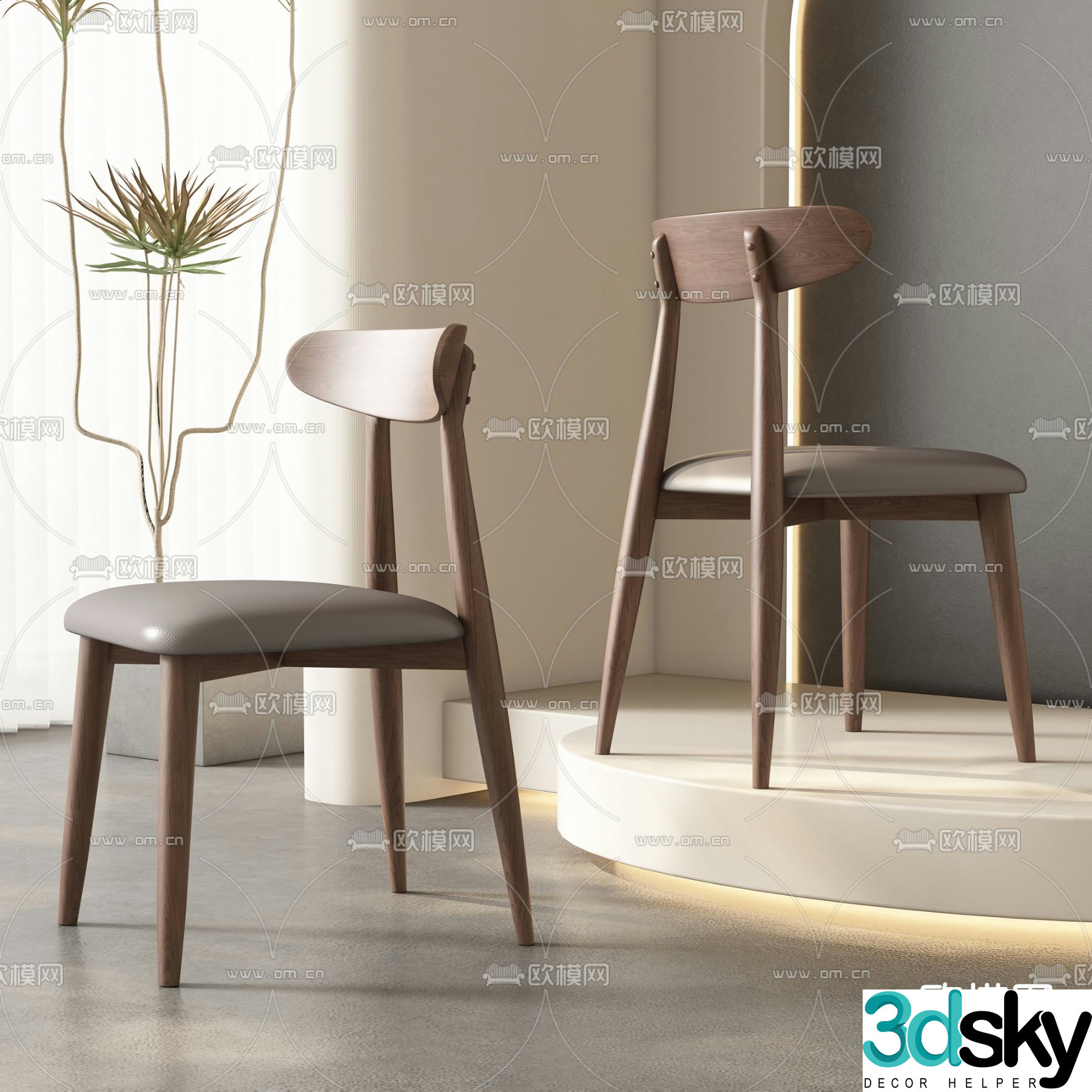 leather chair dining chair 3d model
