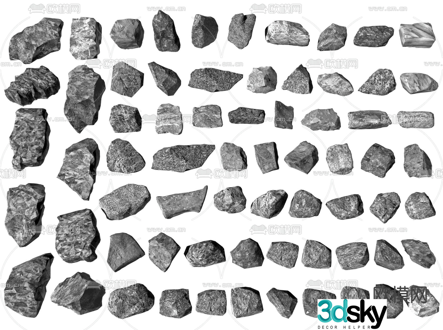 Landscape stones stones rocks gravel stone 3d model
