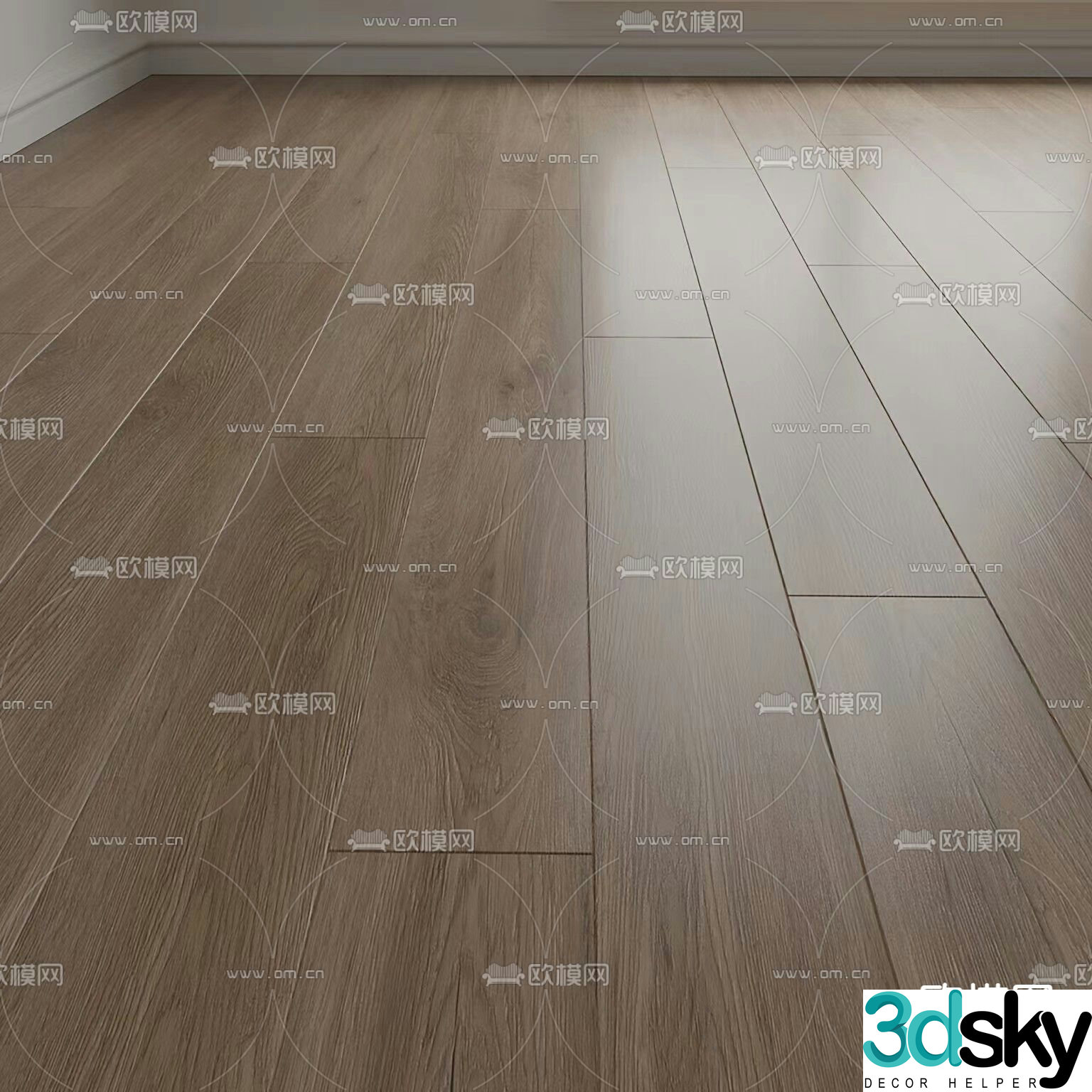 Fishbone pattern wooden floor 3d model