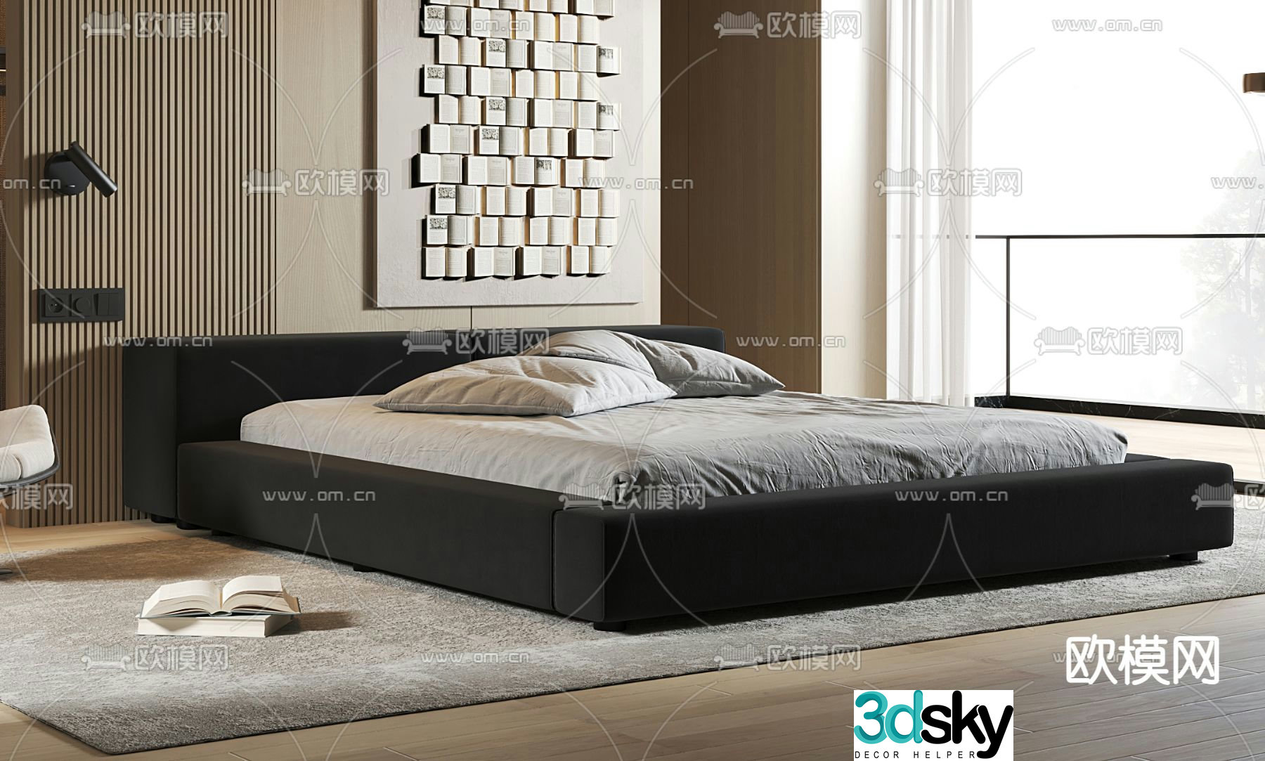 Minotti double bed 3d model