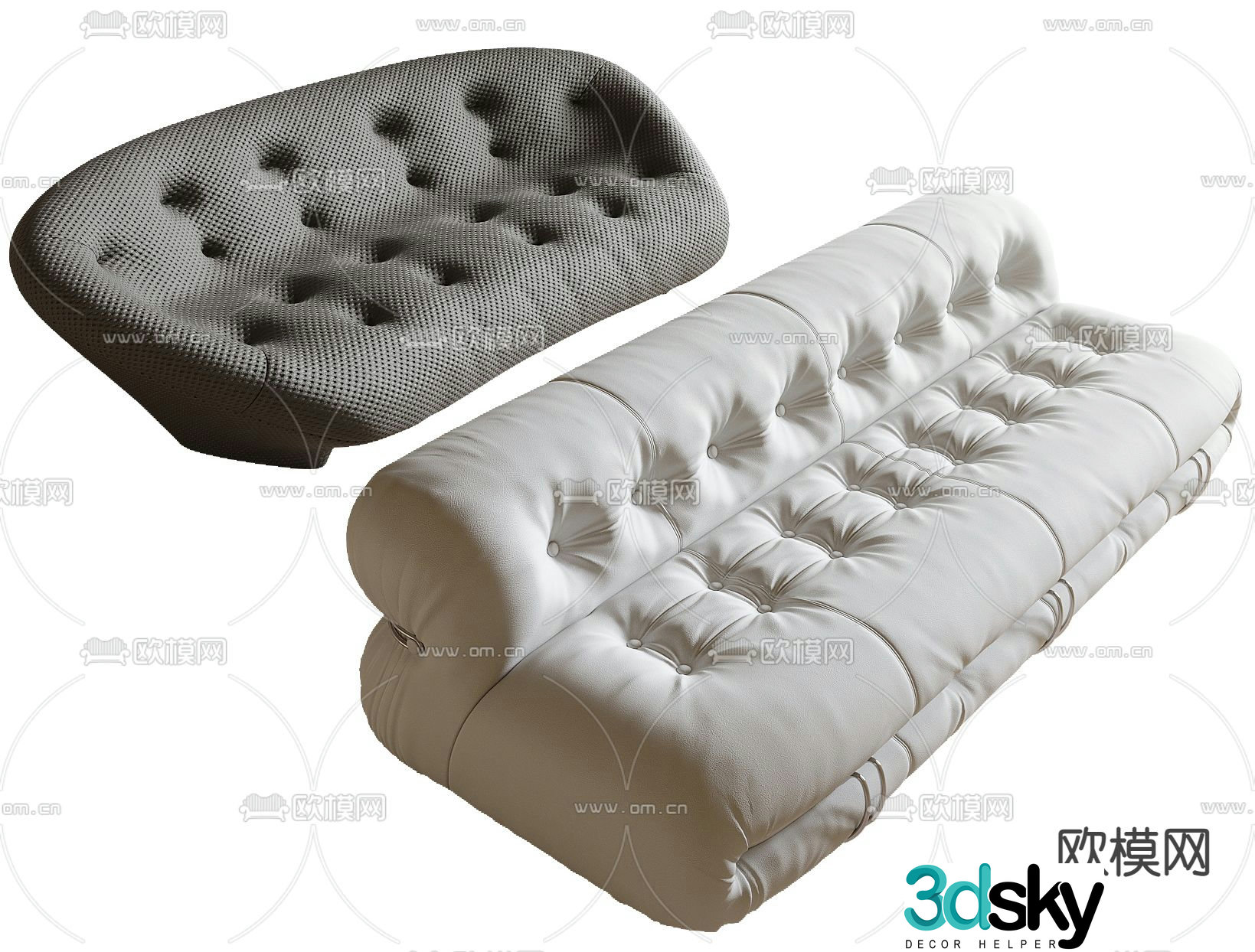 Modern multi-person sofa fabric sofa leisure sofa 3d model
