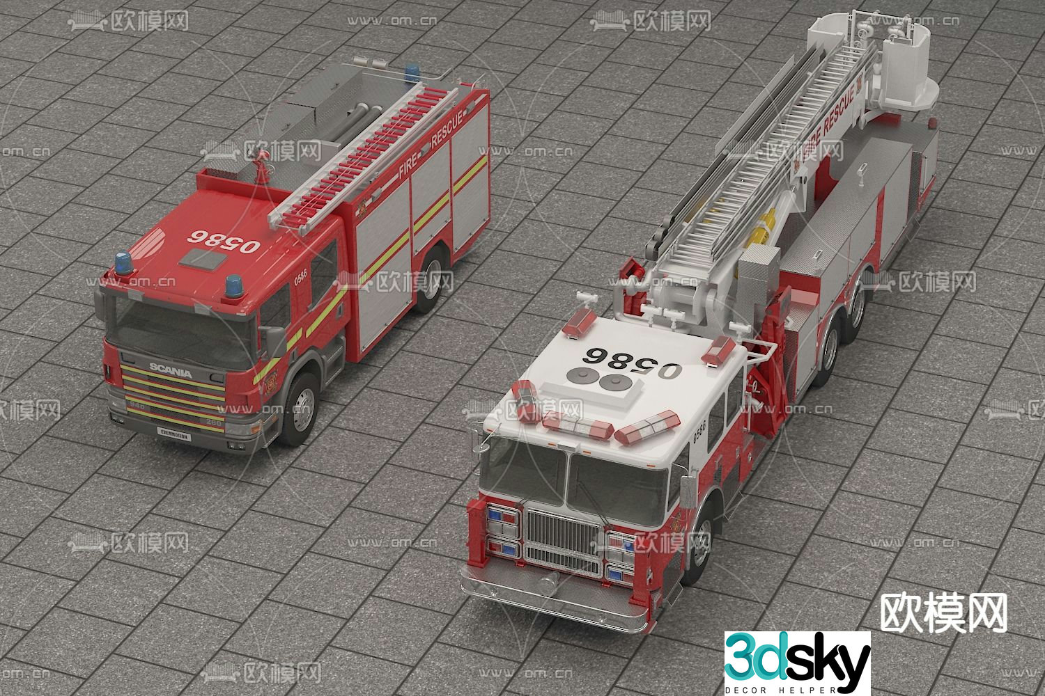 fire truck car 3d model