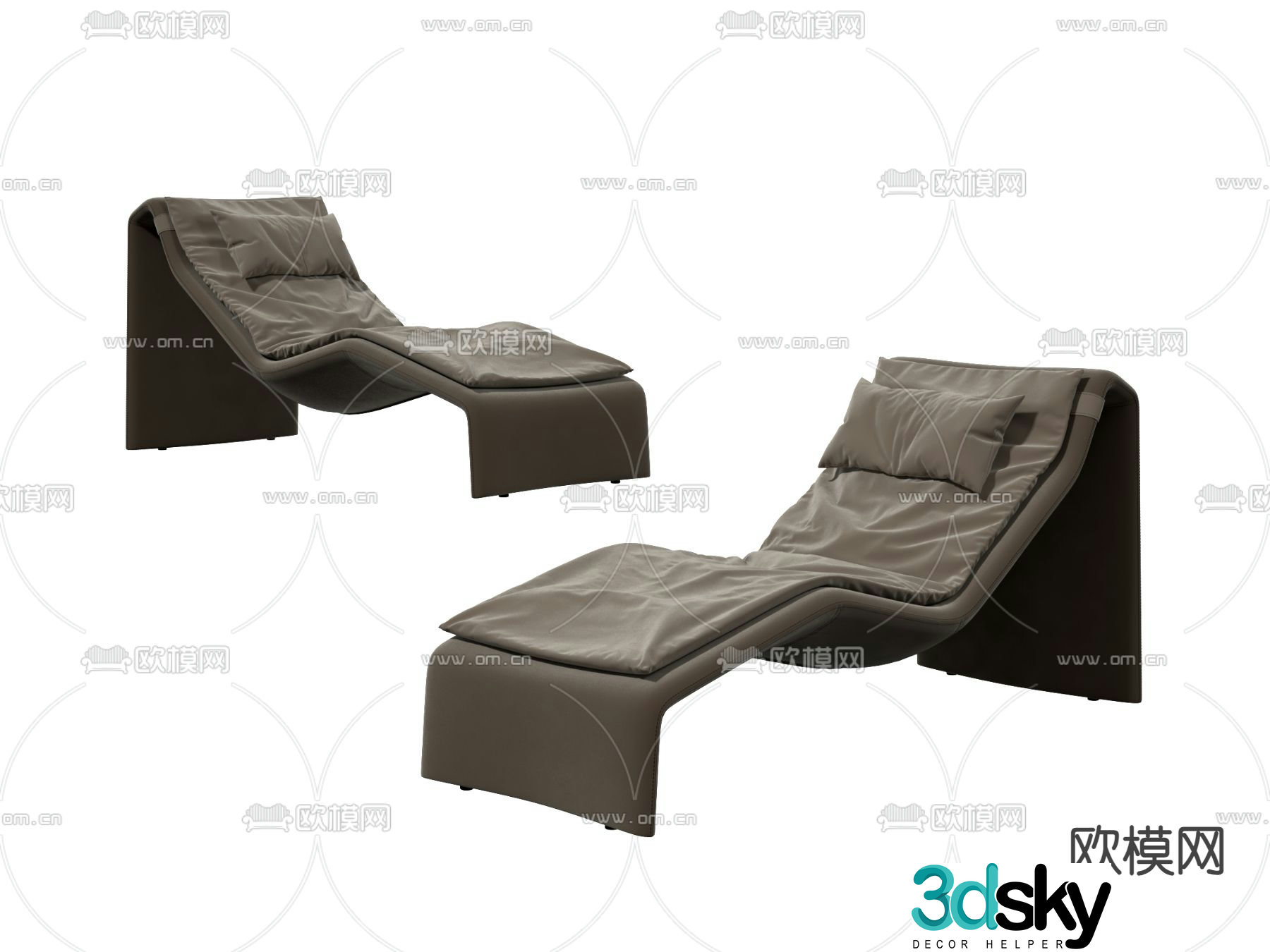 Fabric leisure lounge chair 3d model