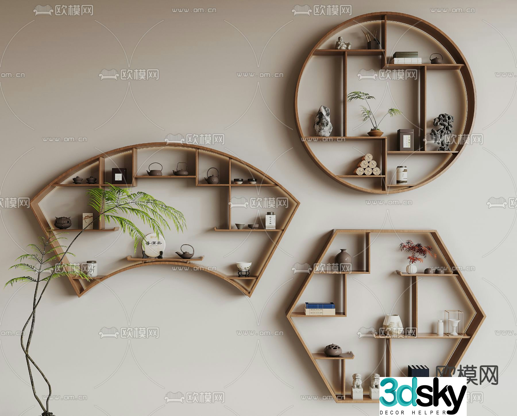 New Chinese style tea cabinet tea rack 3d model
