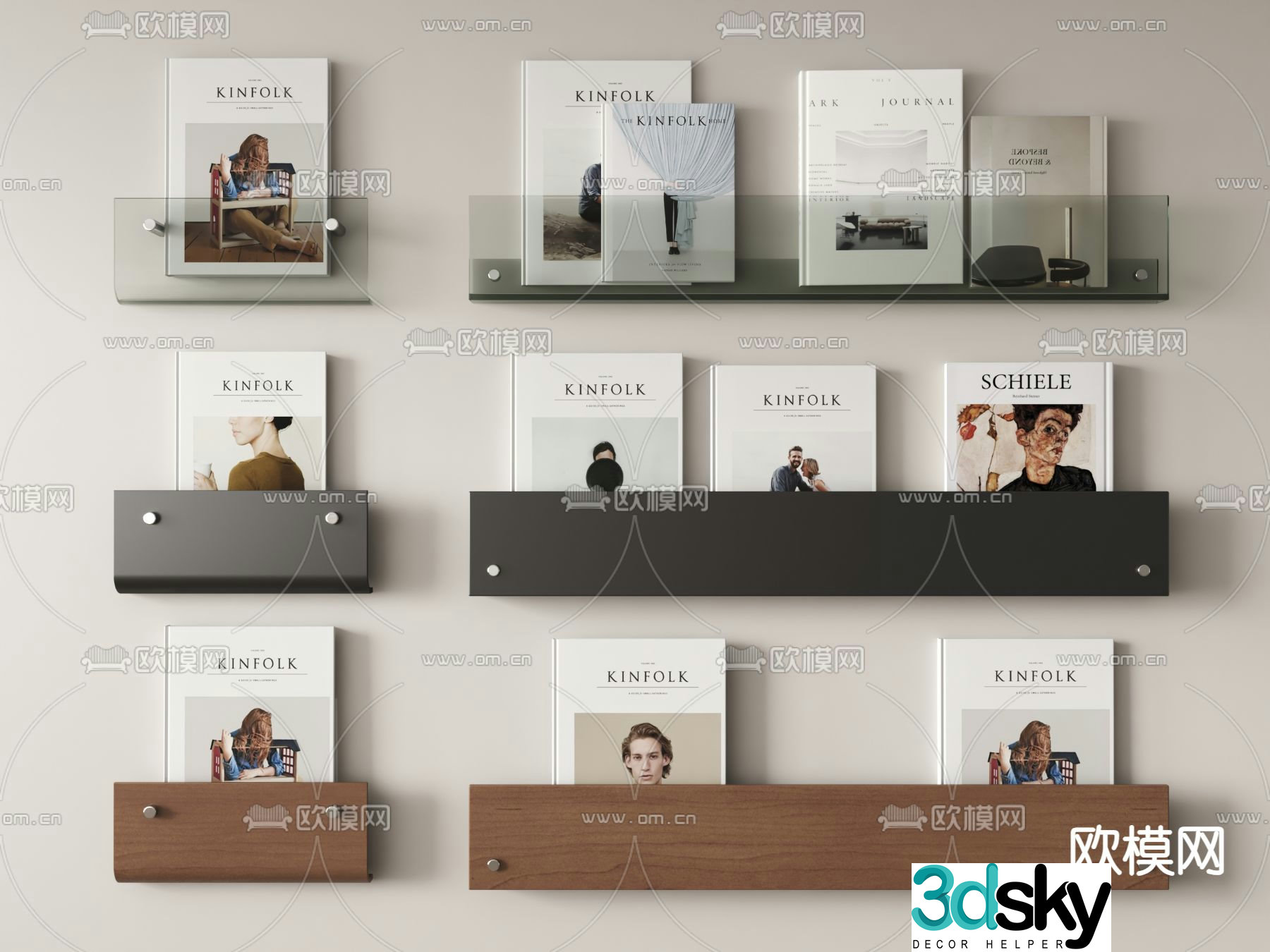 Wall cabinet bookshelf magazine rack 3d model