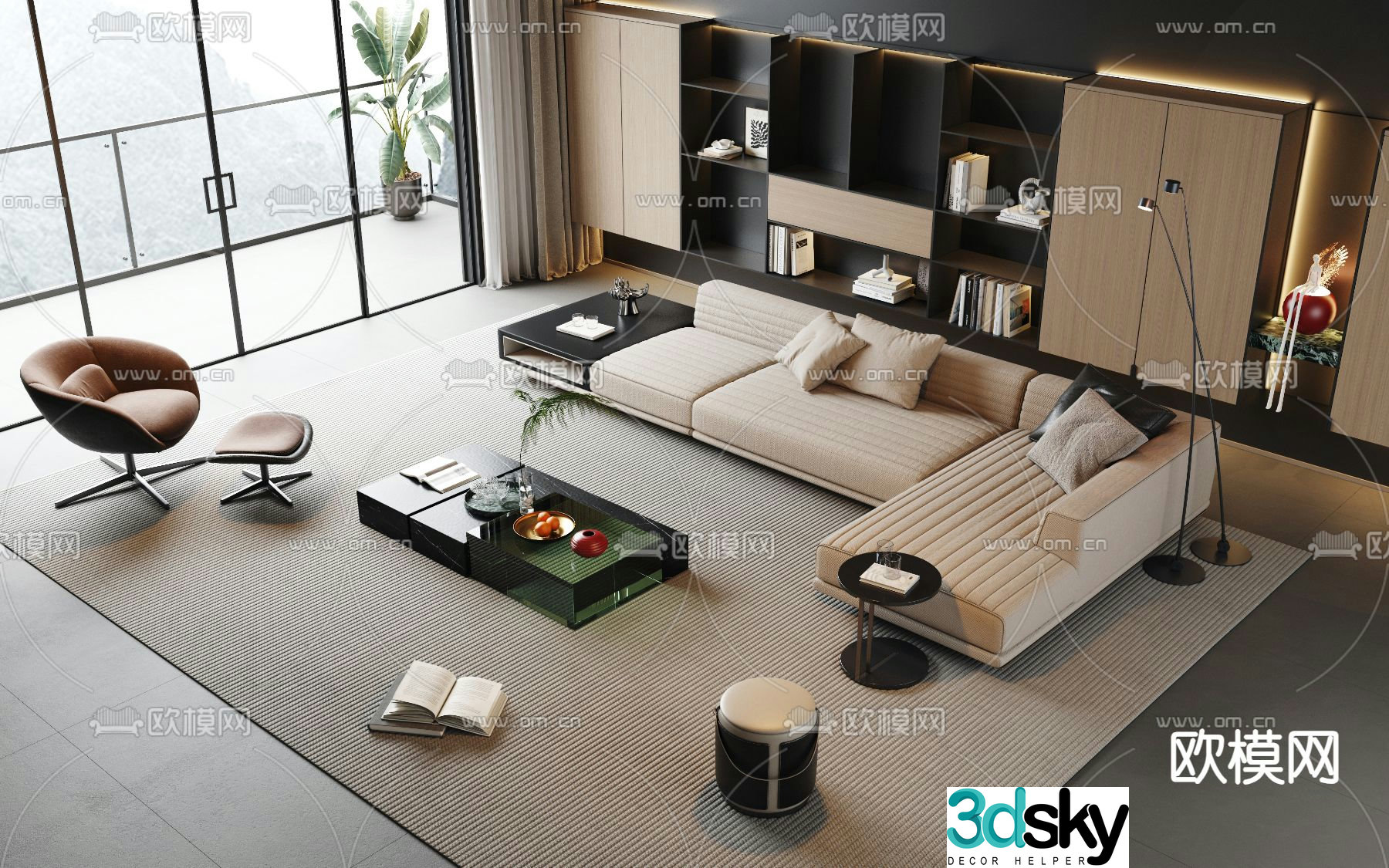 Modern sectional sofa 3d model