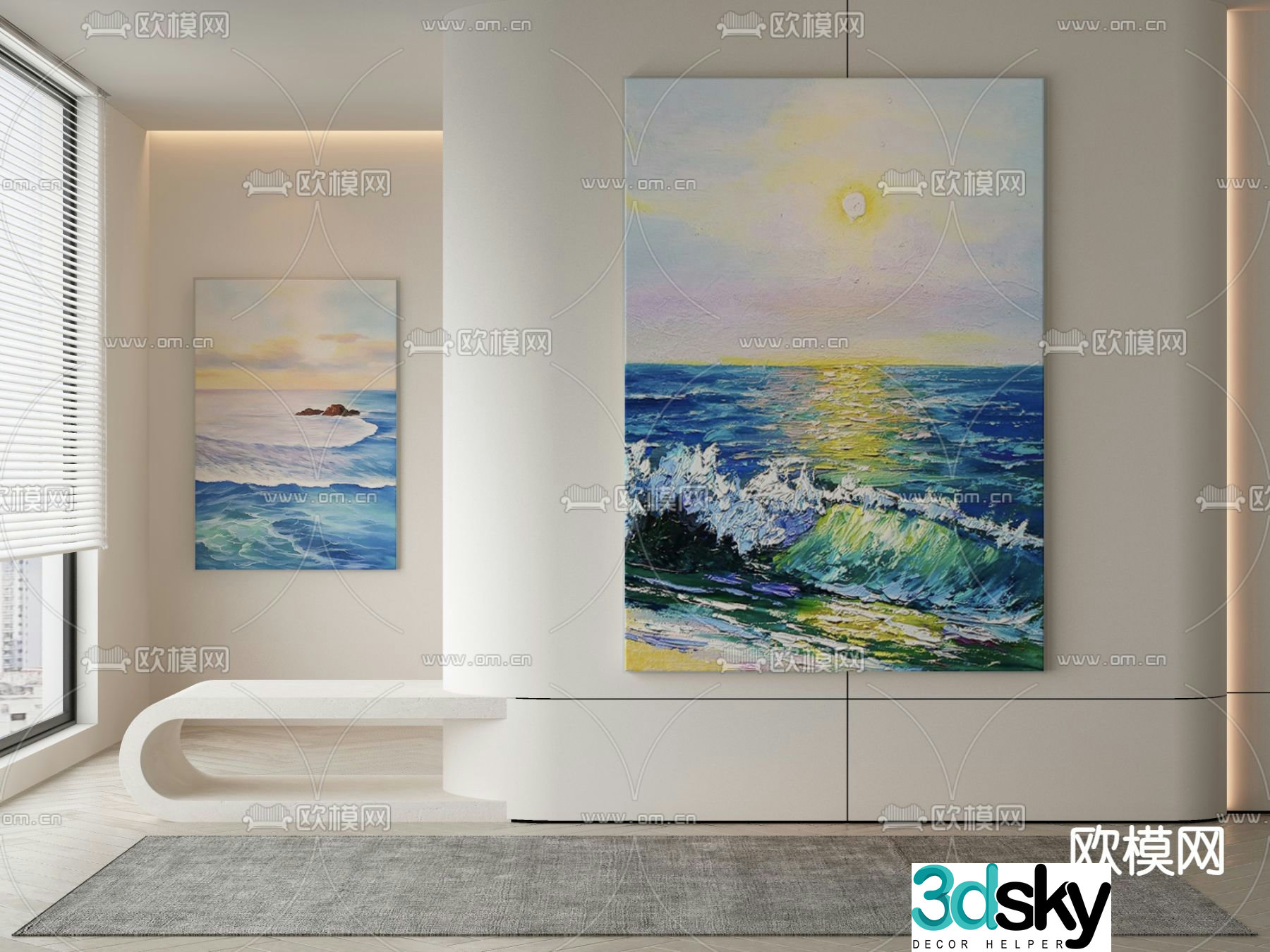 Modern decorative paintings Seaside paintings 3d model