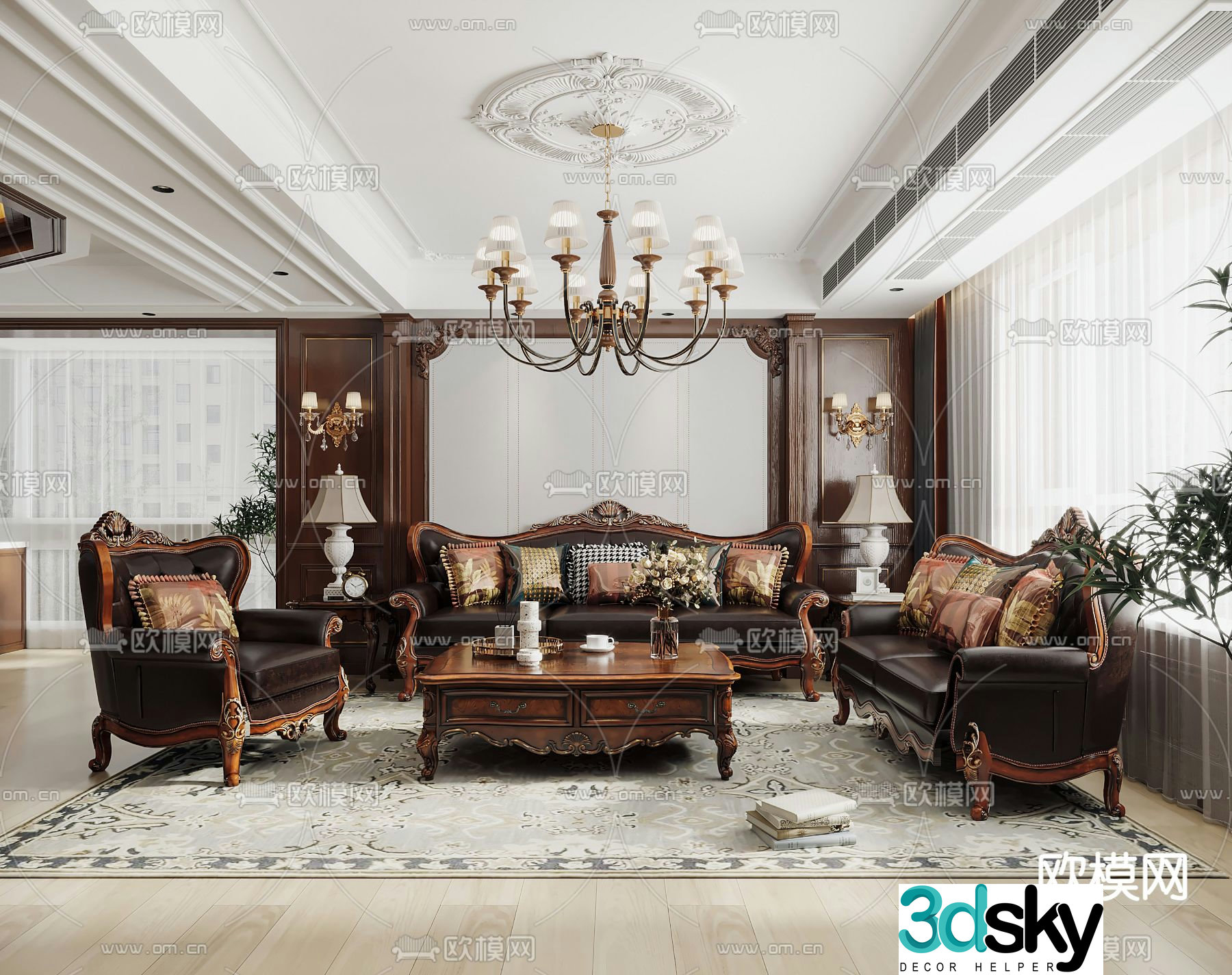 American living room 3d model