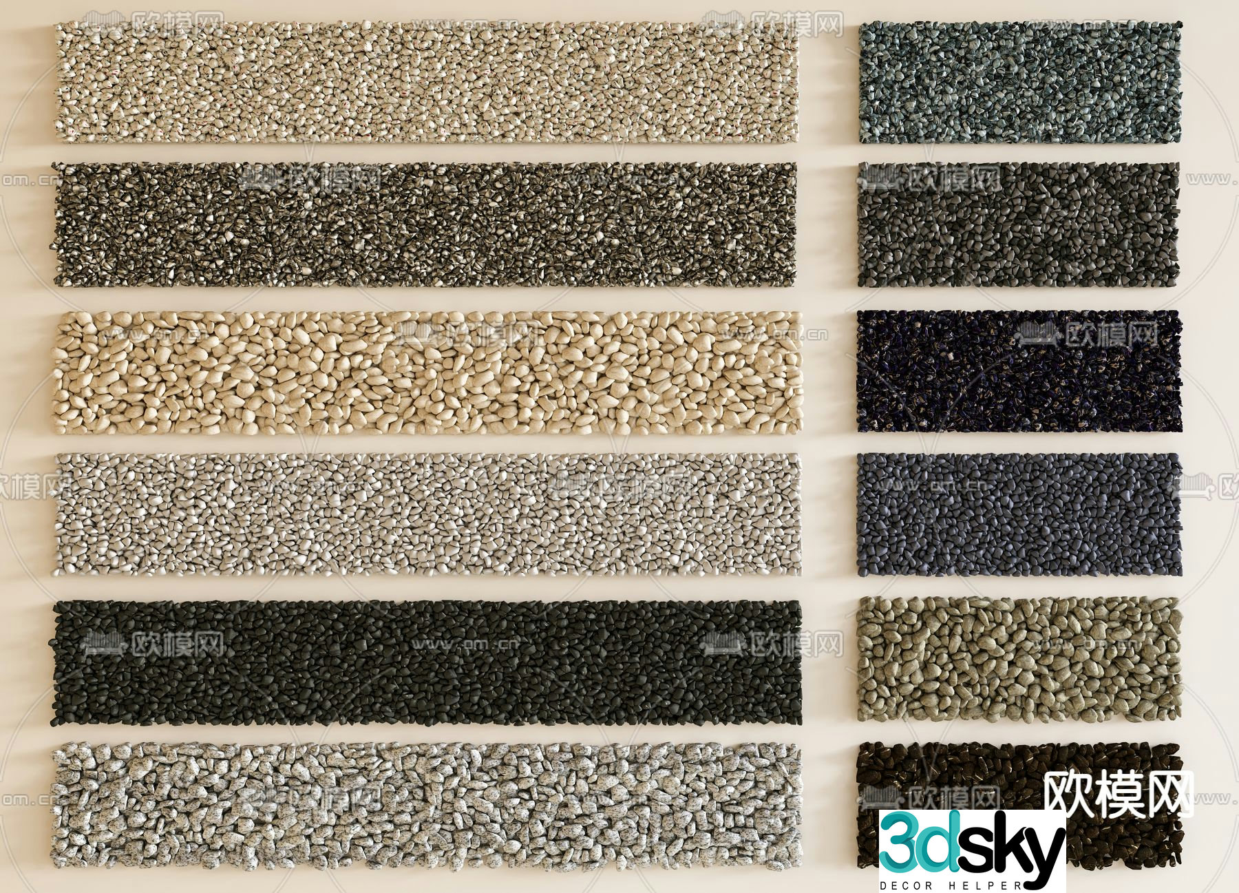 Pebbles five-flowered stones gravel washed stone 3D model