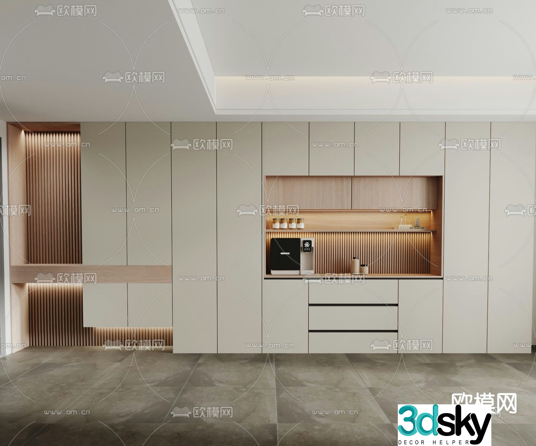 Modern sideboard shoe cabinet integrated 3D model