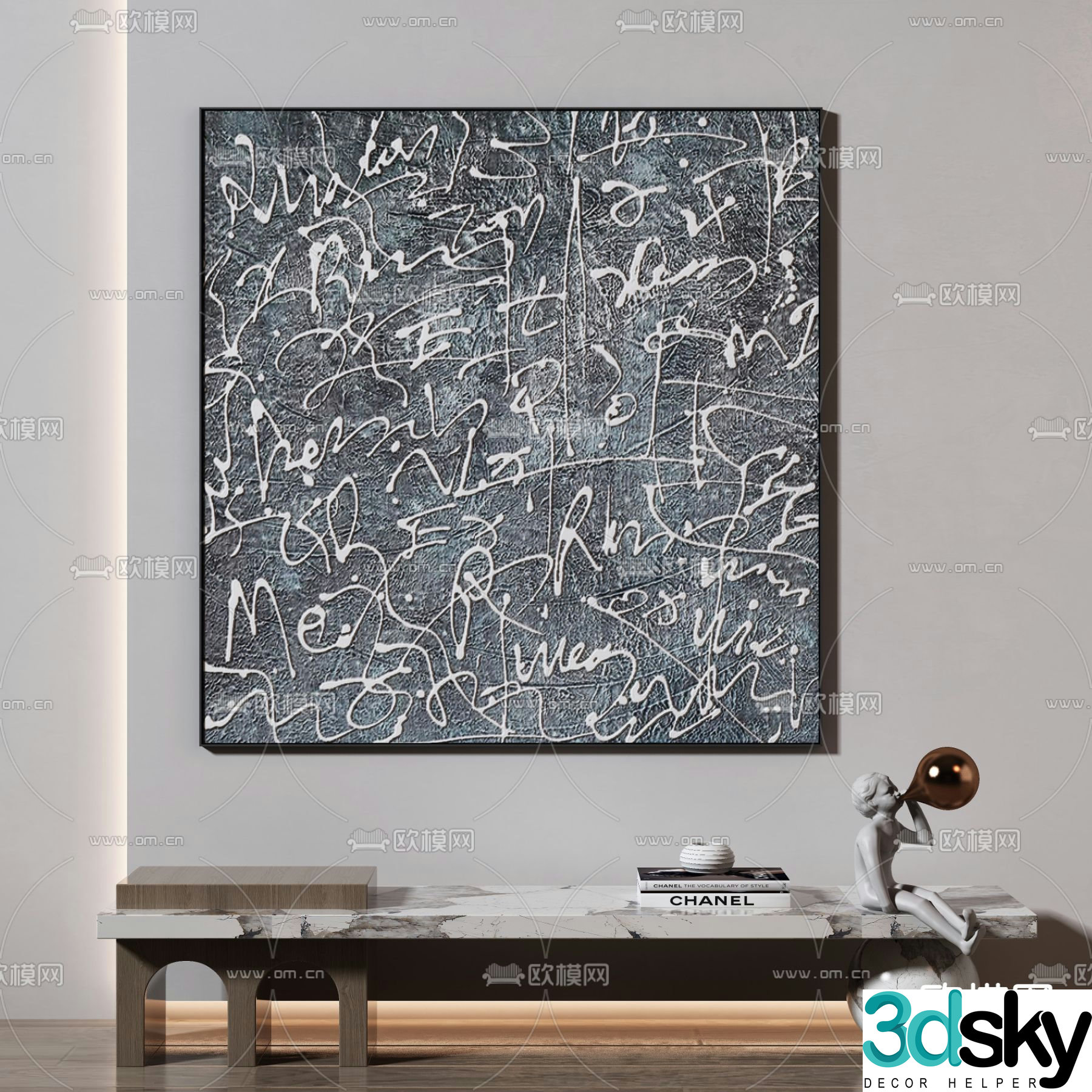Wasabi texture painting Abstract painting Decorative painting 3d model
