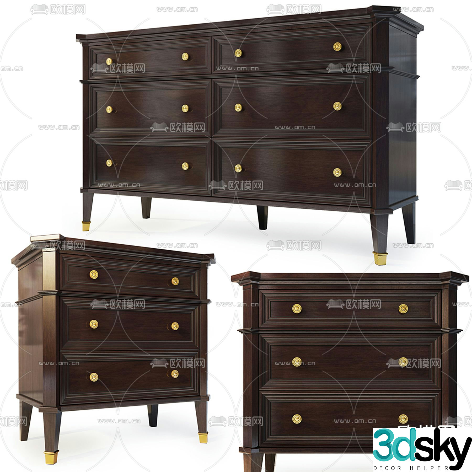 American chest of drawers chest of drawers side cabinets 3D model