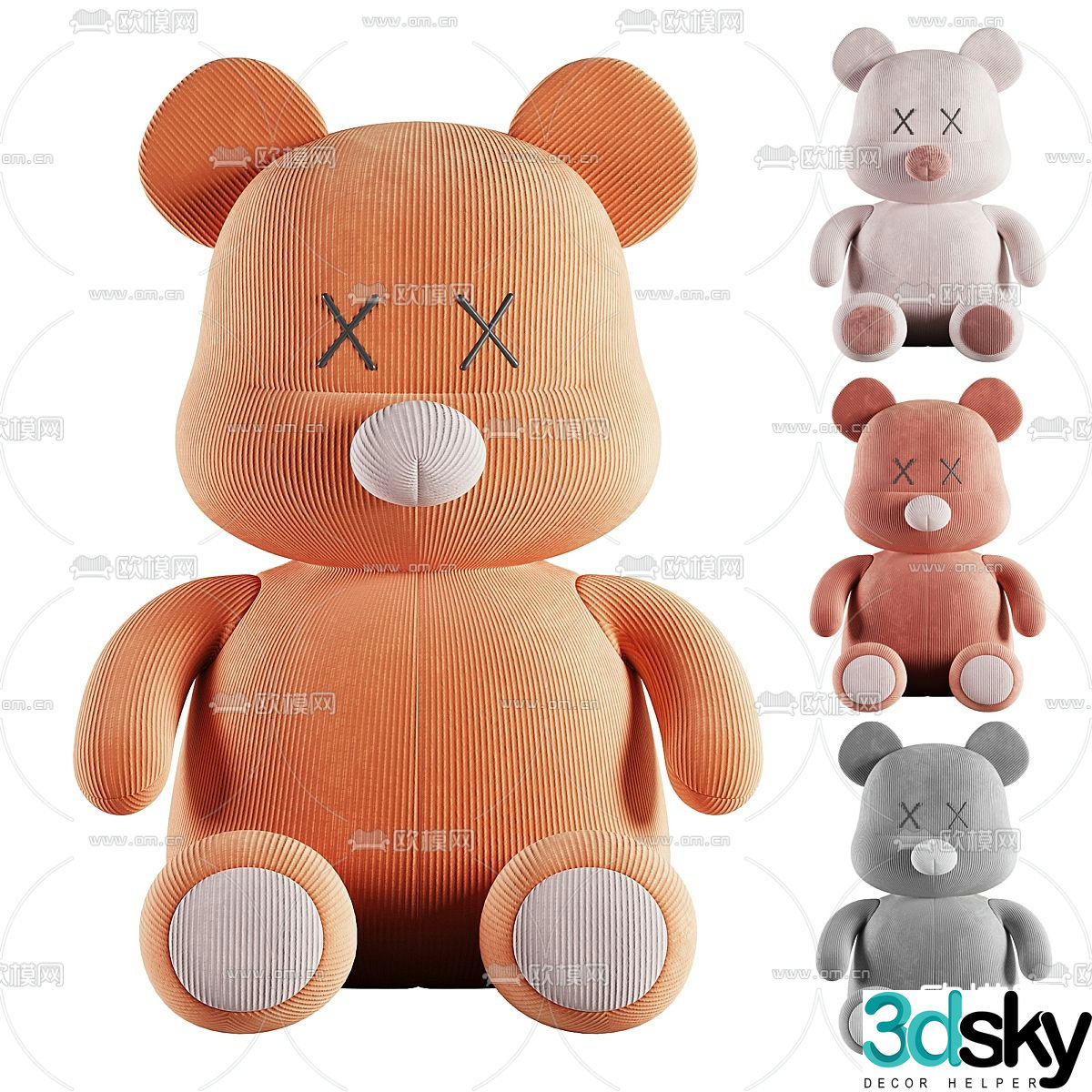 Doll Bear Cartoon Bear Doll Ragdoll Plush Toy 3D Model
