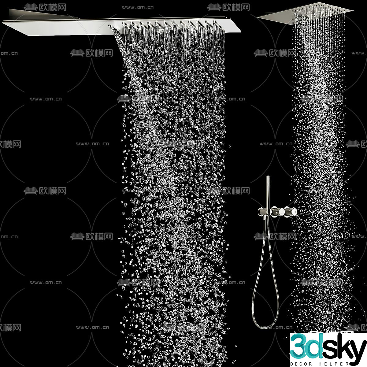 Shower faucet spray head water flow 3d model