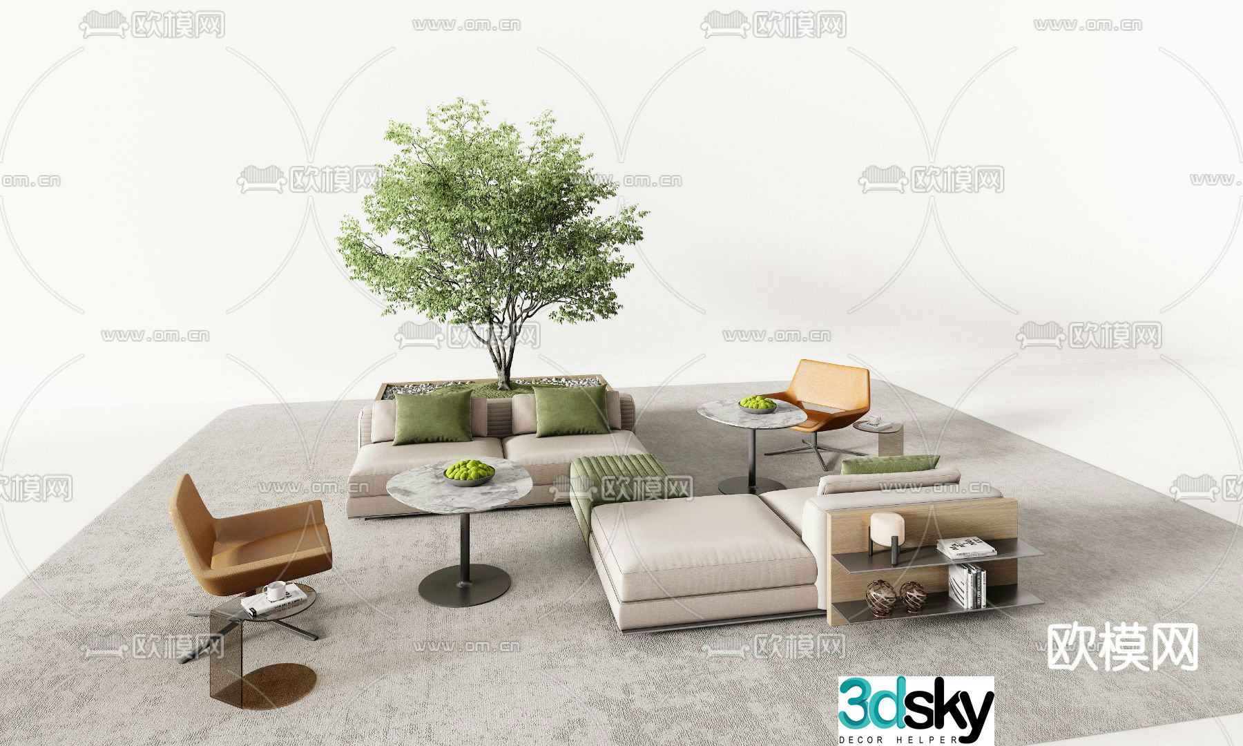 Modern sofa set 3d model