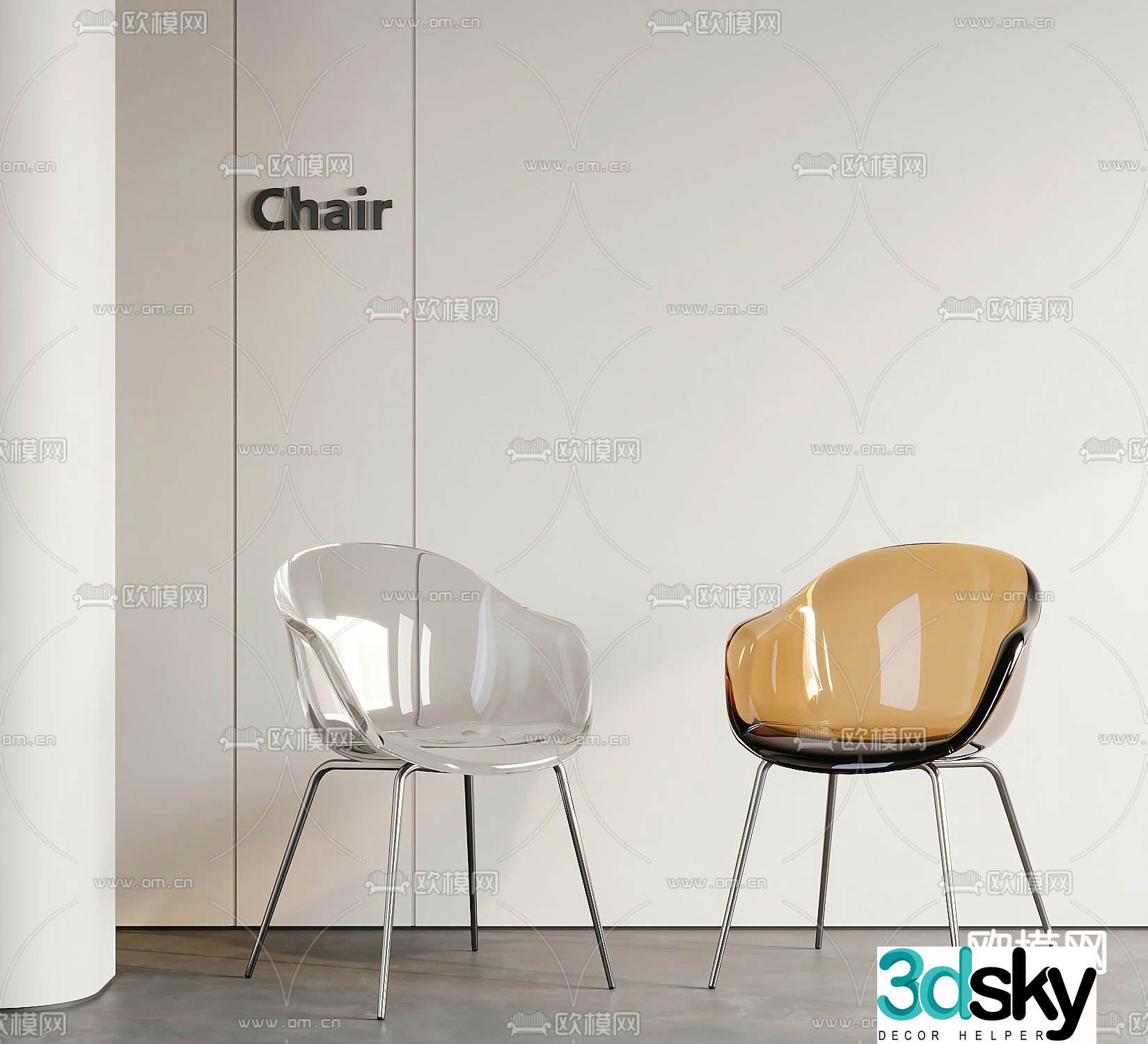 Acrylic chair casual chair 3d model