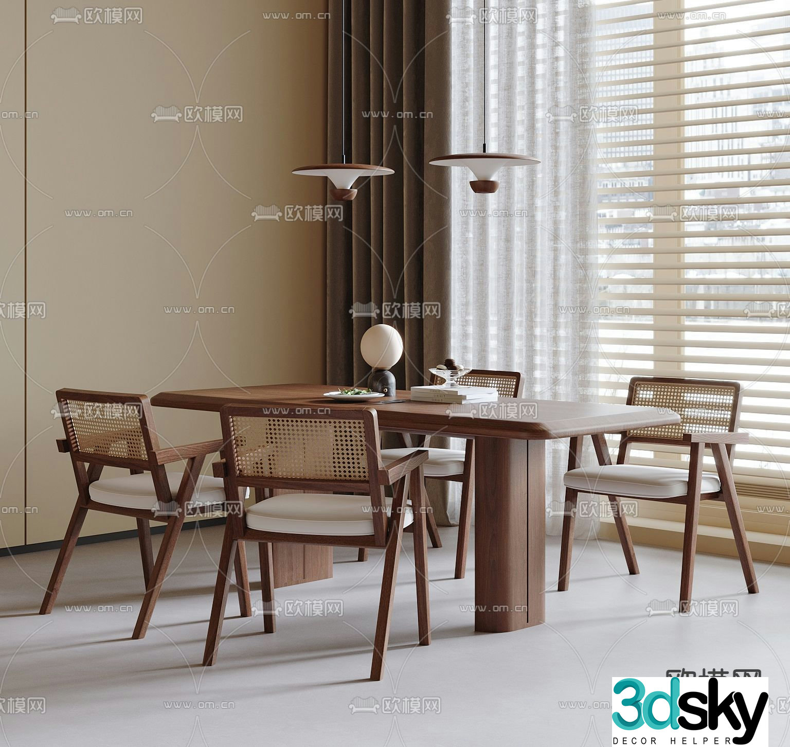 Medieval style dining table and chairs bar dining table 3D model