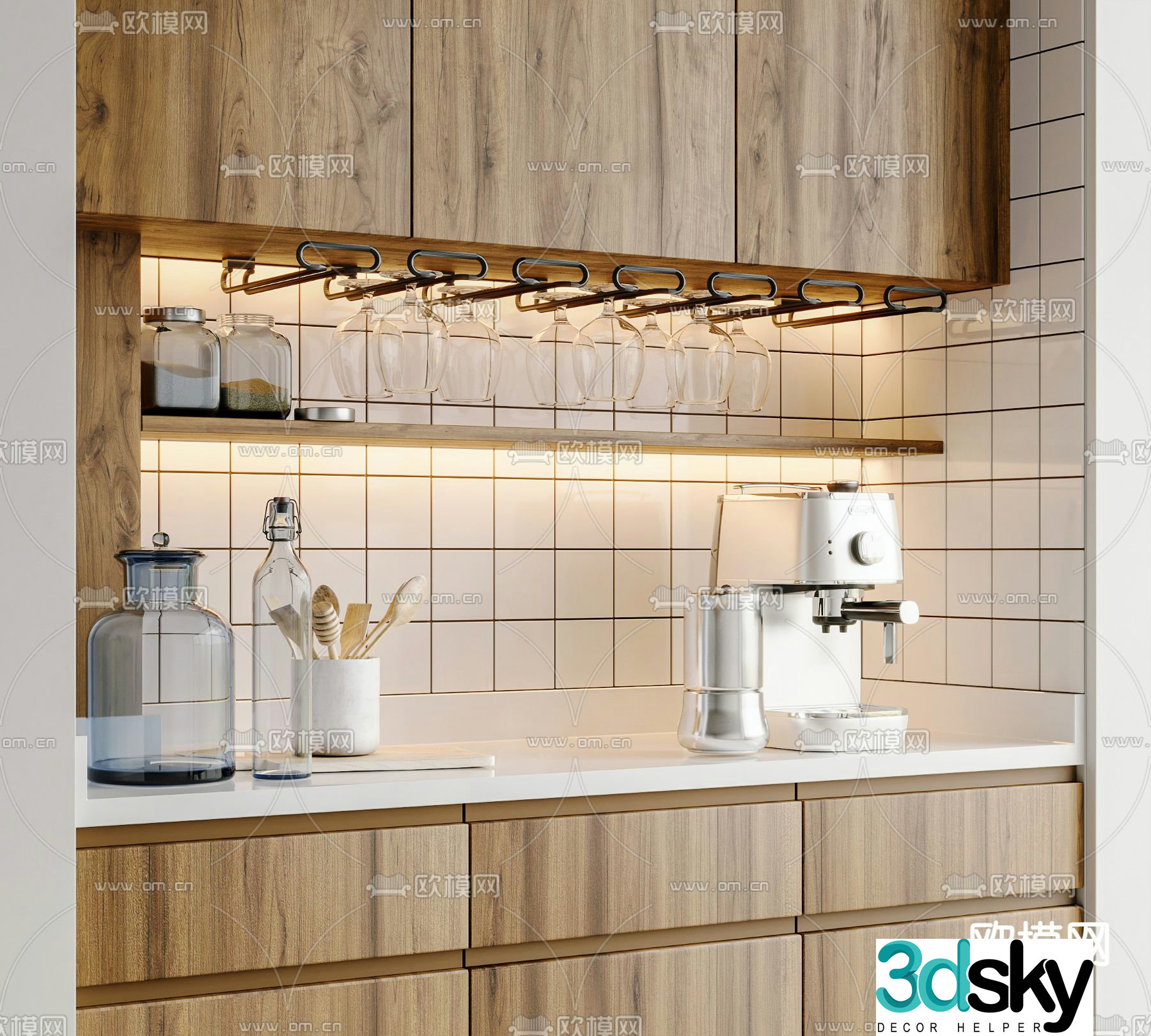 Modern water bar tea table 3D model