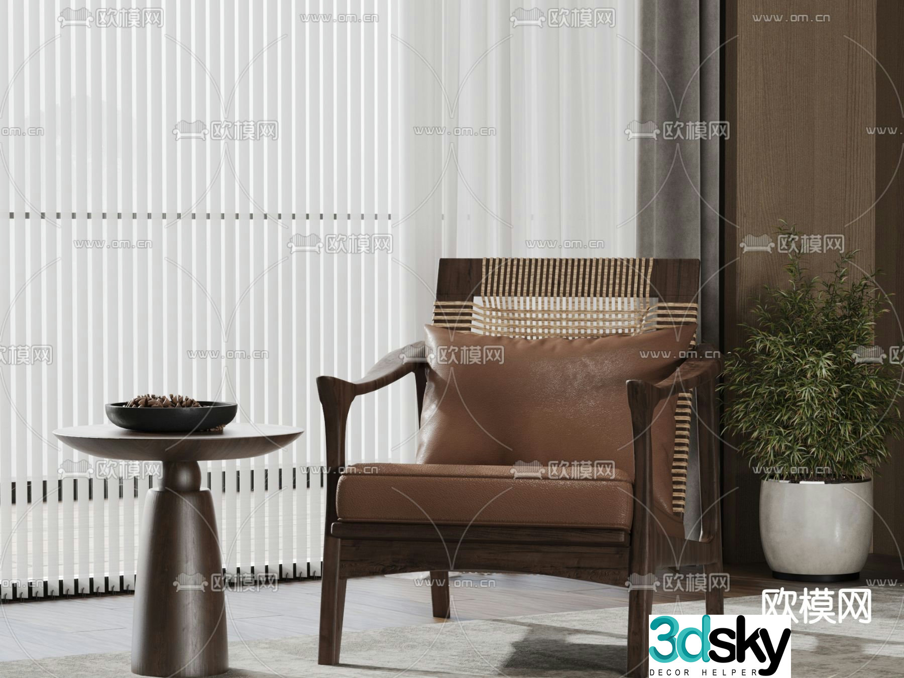 Wabi-sabi style leisure chair 3d model