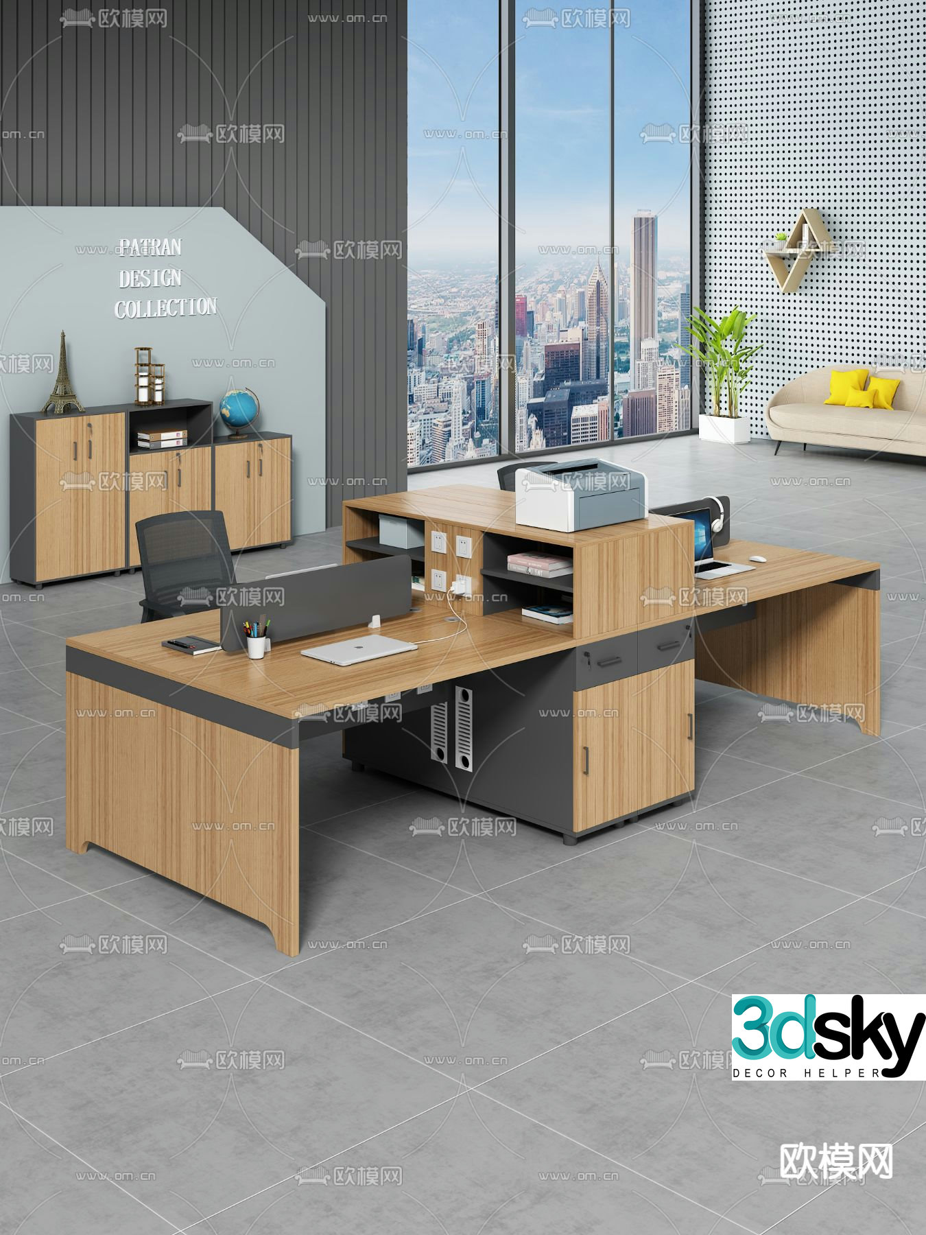 desk staff desk post workstation 3d model