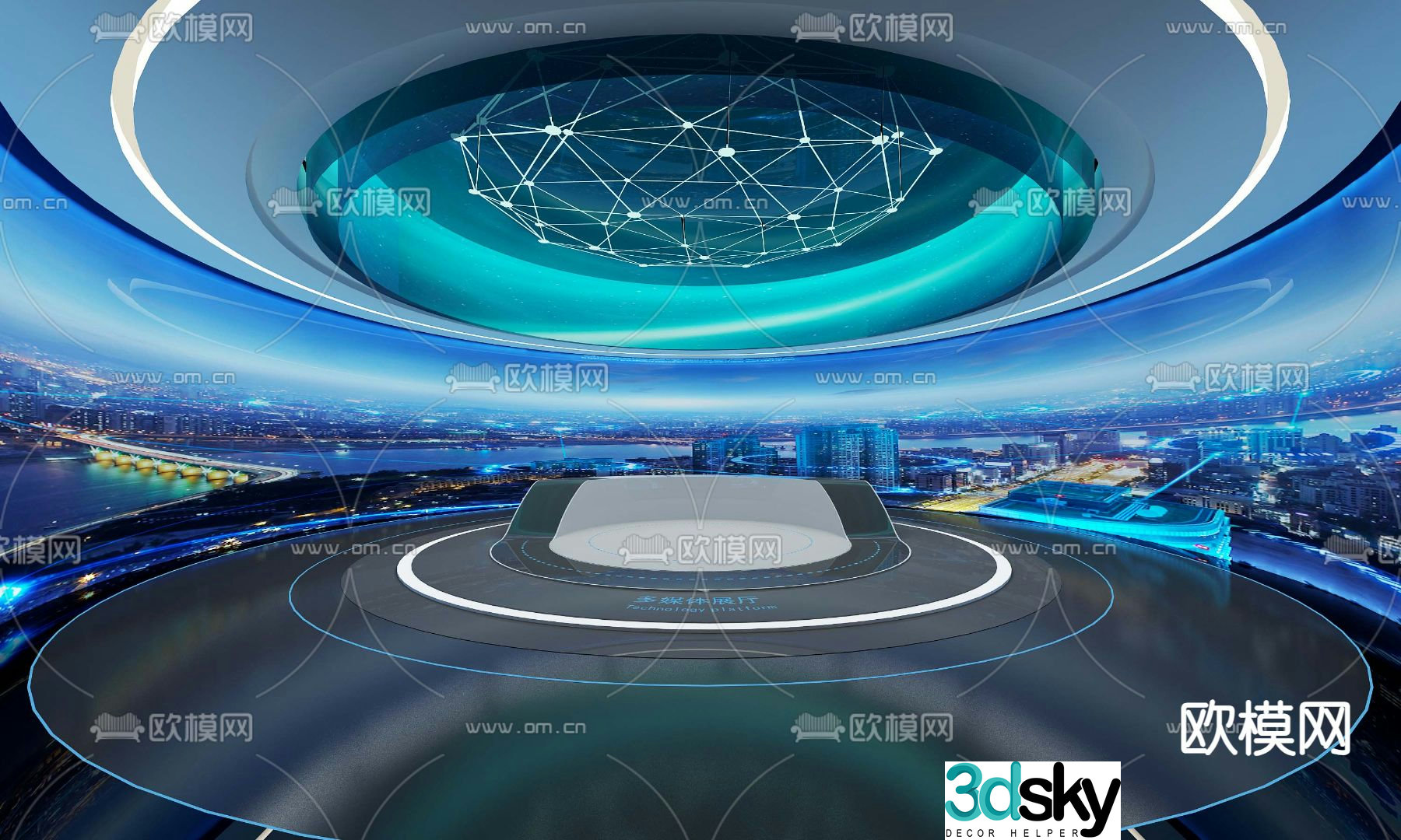 Modern exhibition hall booth 3d model