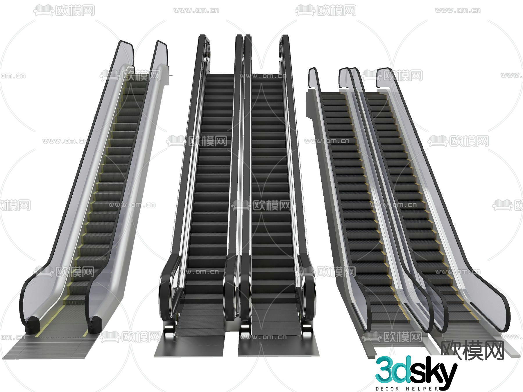 Shopping mall elevator escalator automatic escalator 3D model