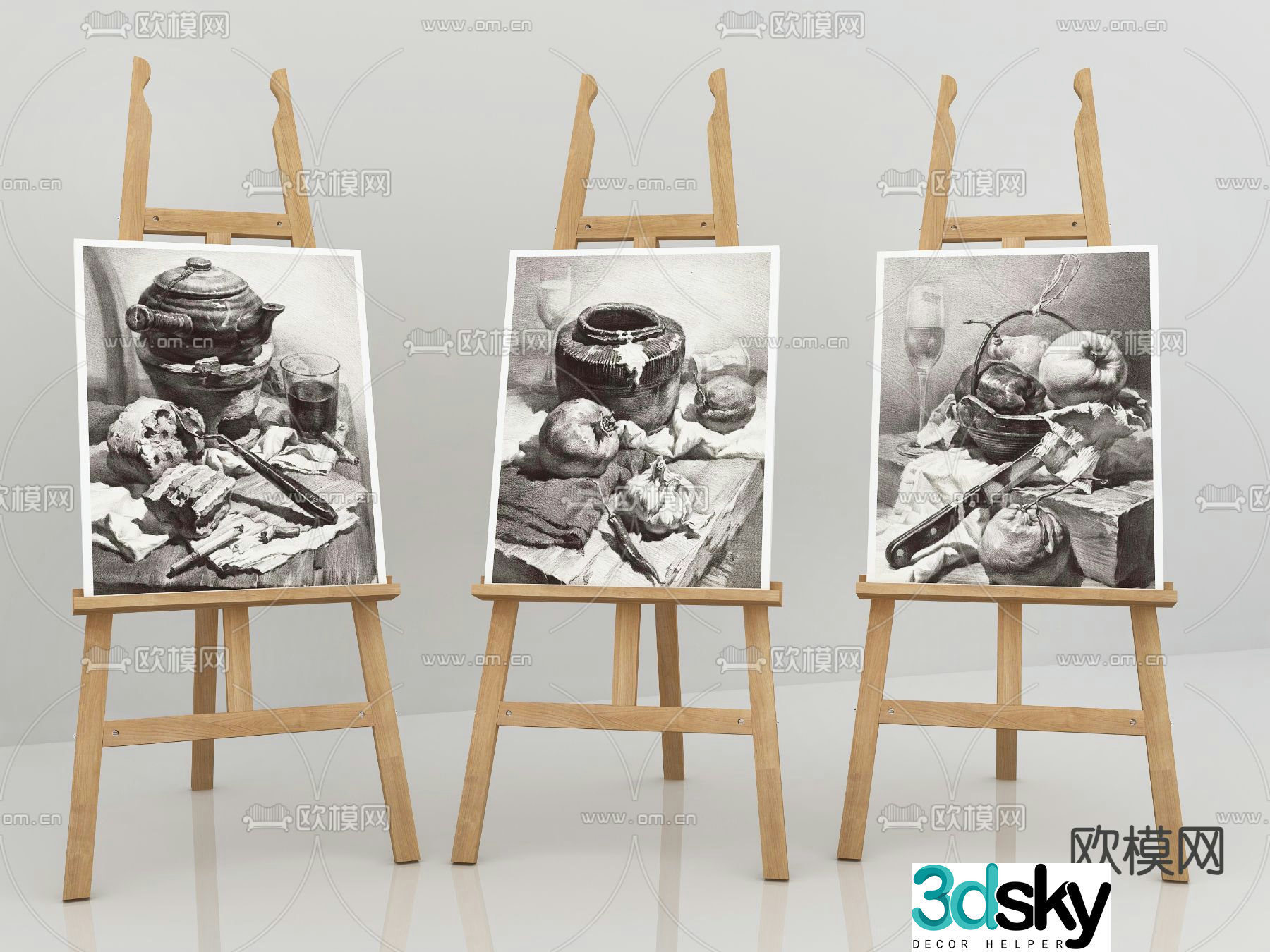 Drawing board easel sketch pad art painting tools 3d model