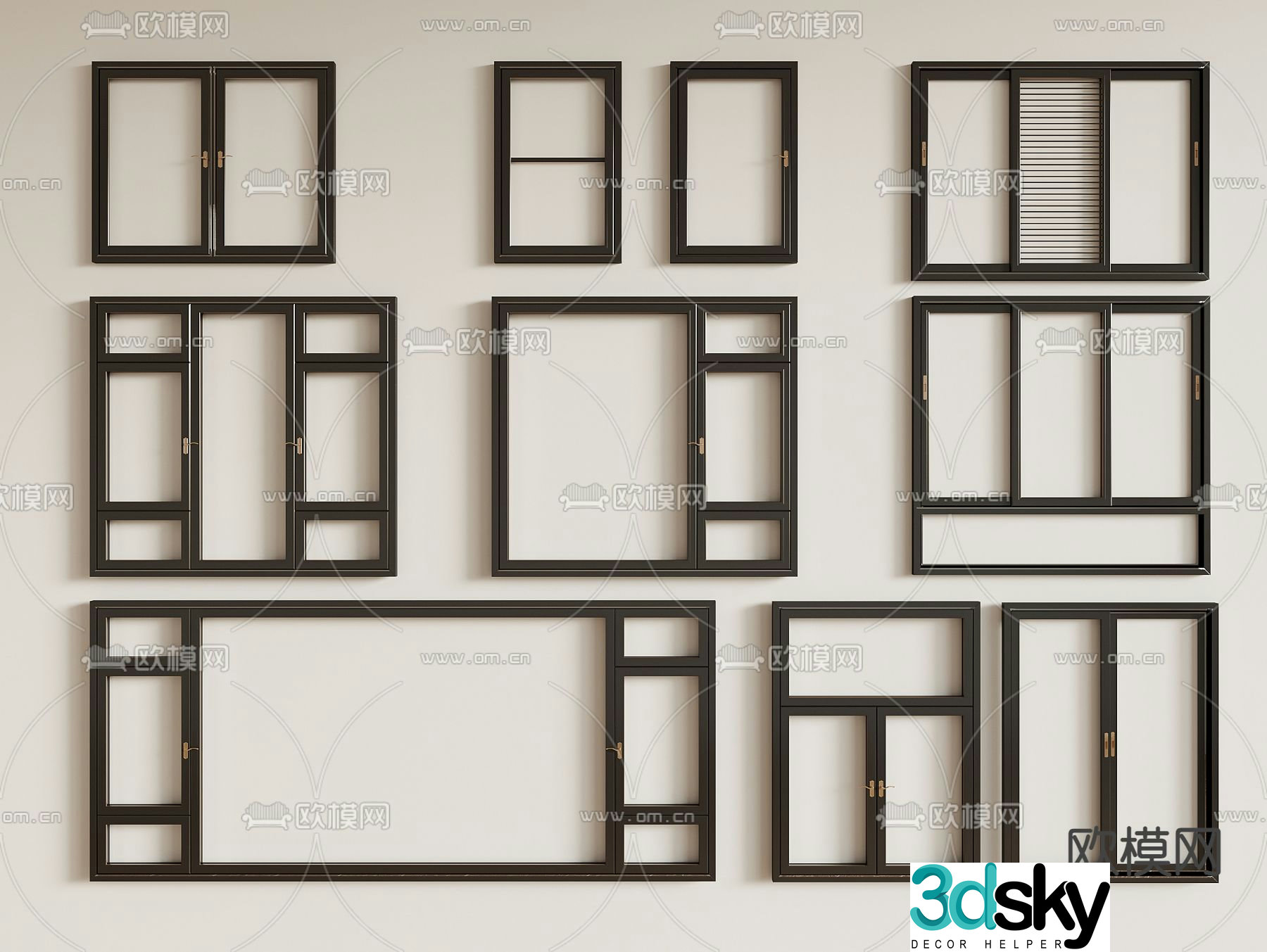 Modern aluminum window 3d model
