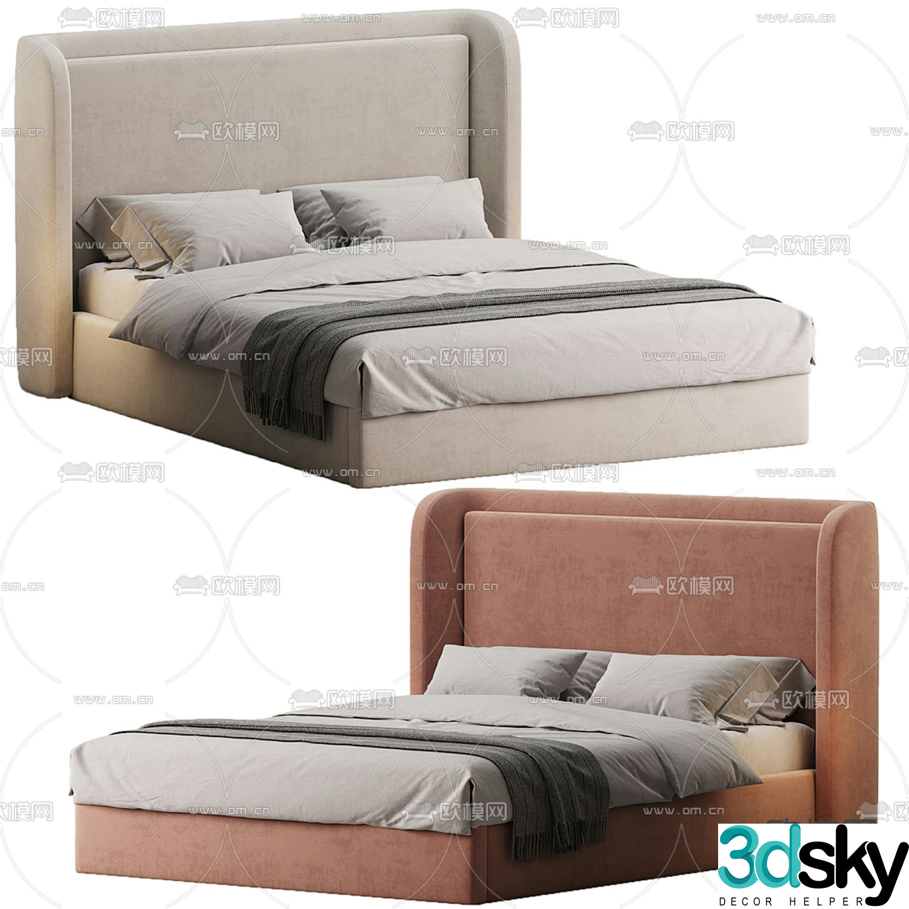 Modern double bed 3d model