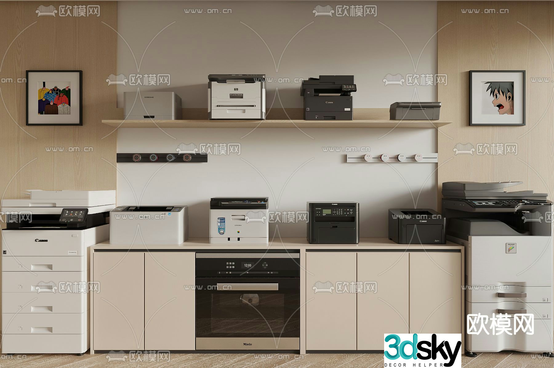 printer copier office supplies 3d model