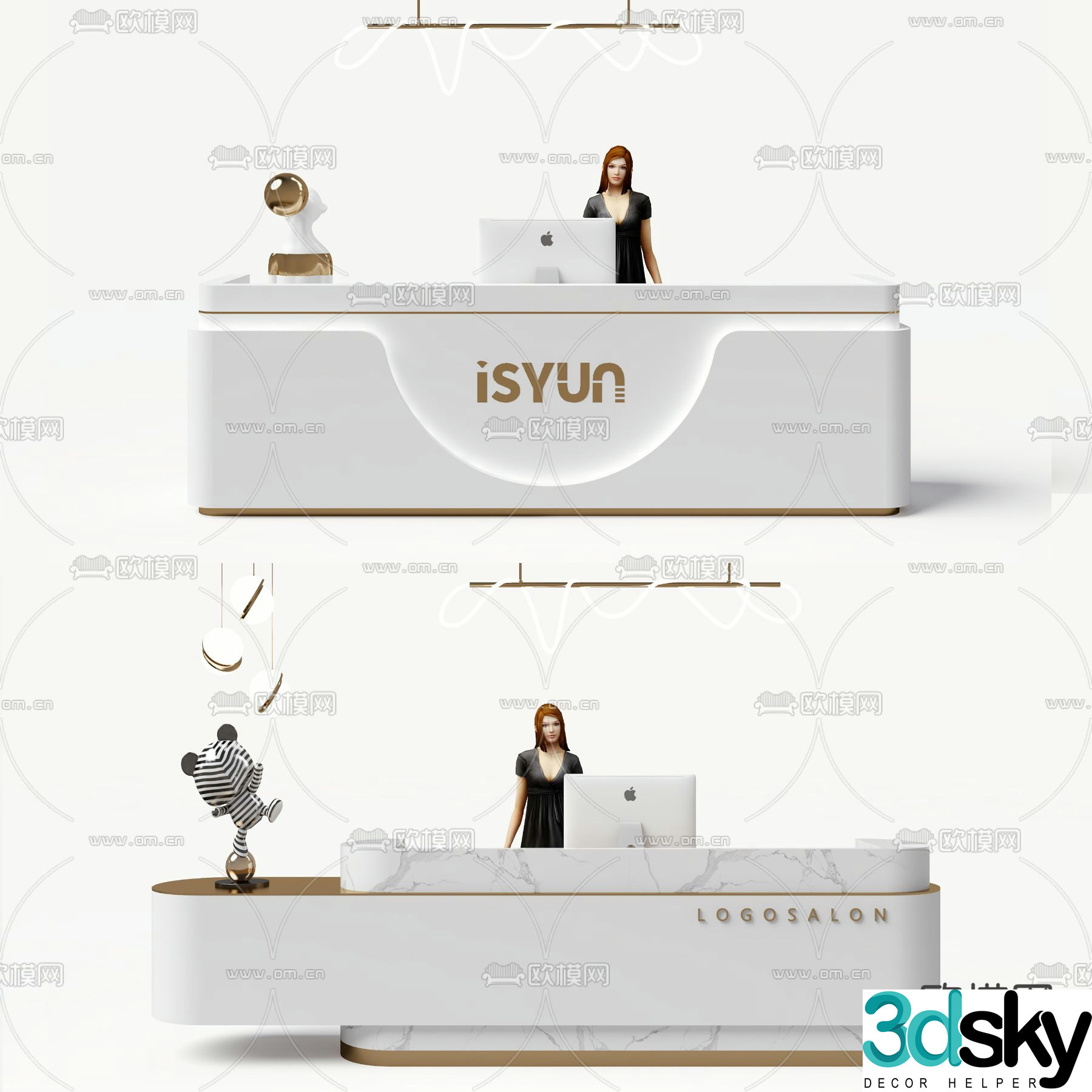 Front desk reception desk cashier 3d model