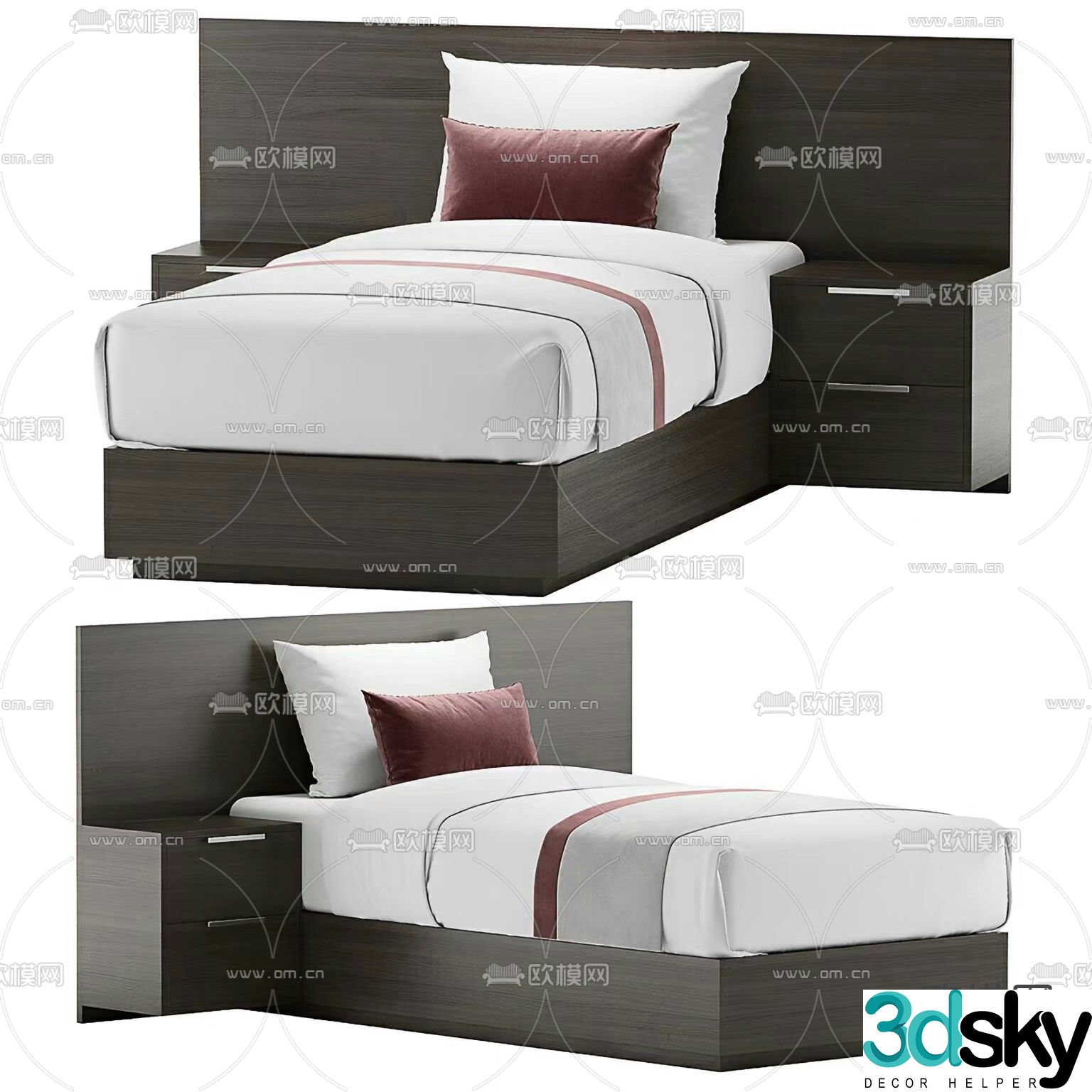 Hotel room bed 3d model