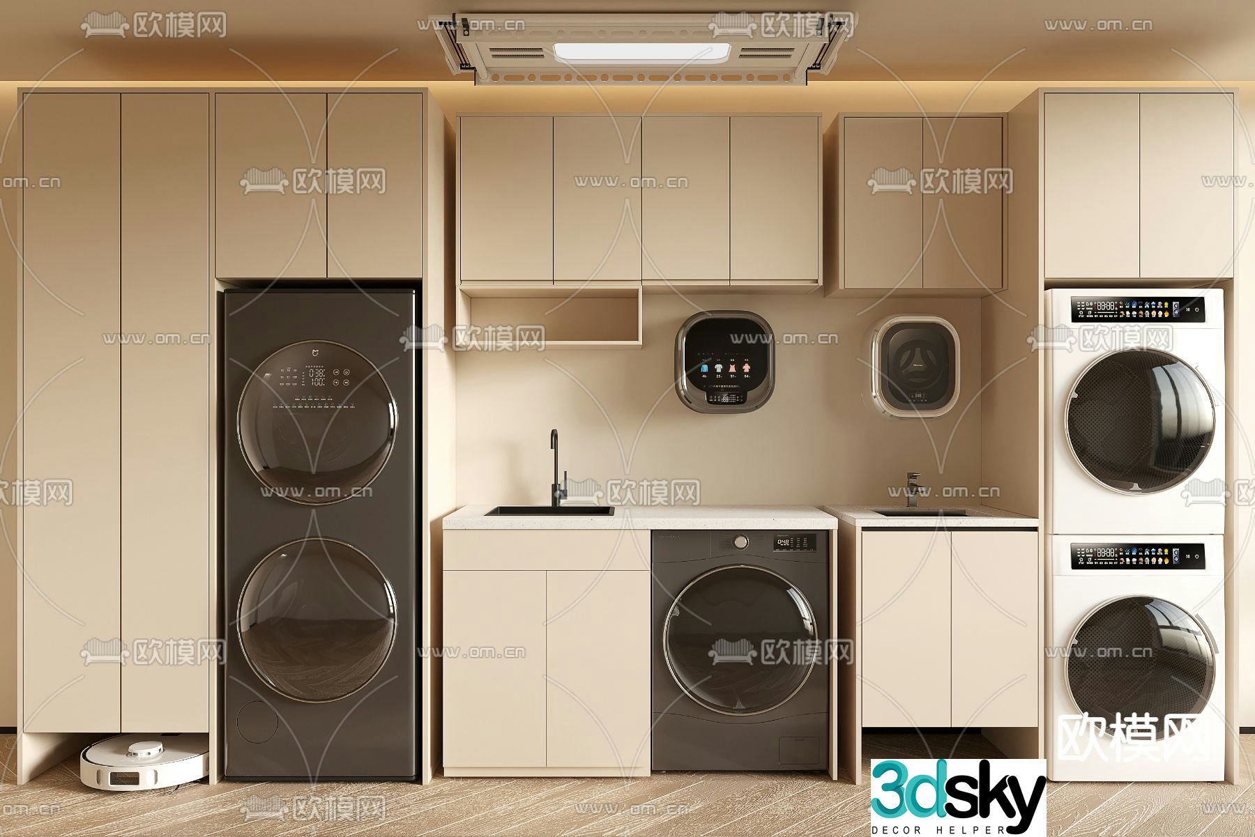 Modern washing machine cabinet storage cabinet 3d model