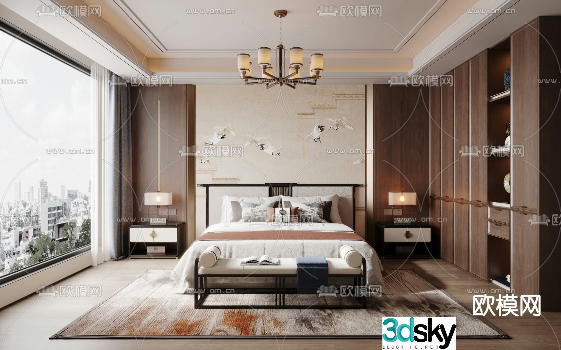 New Chinese style bedroom Master bedroom Master room 3D model