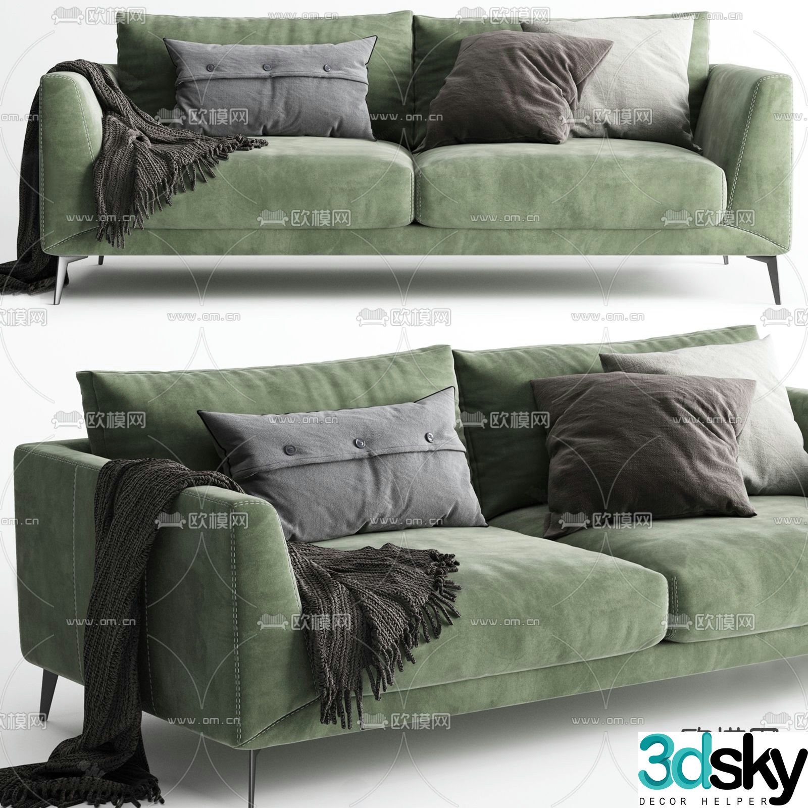 Double sofa upholstered sofa 3d model